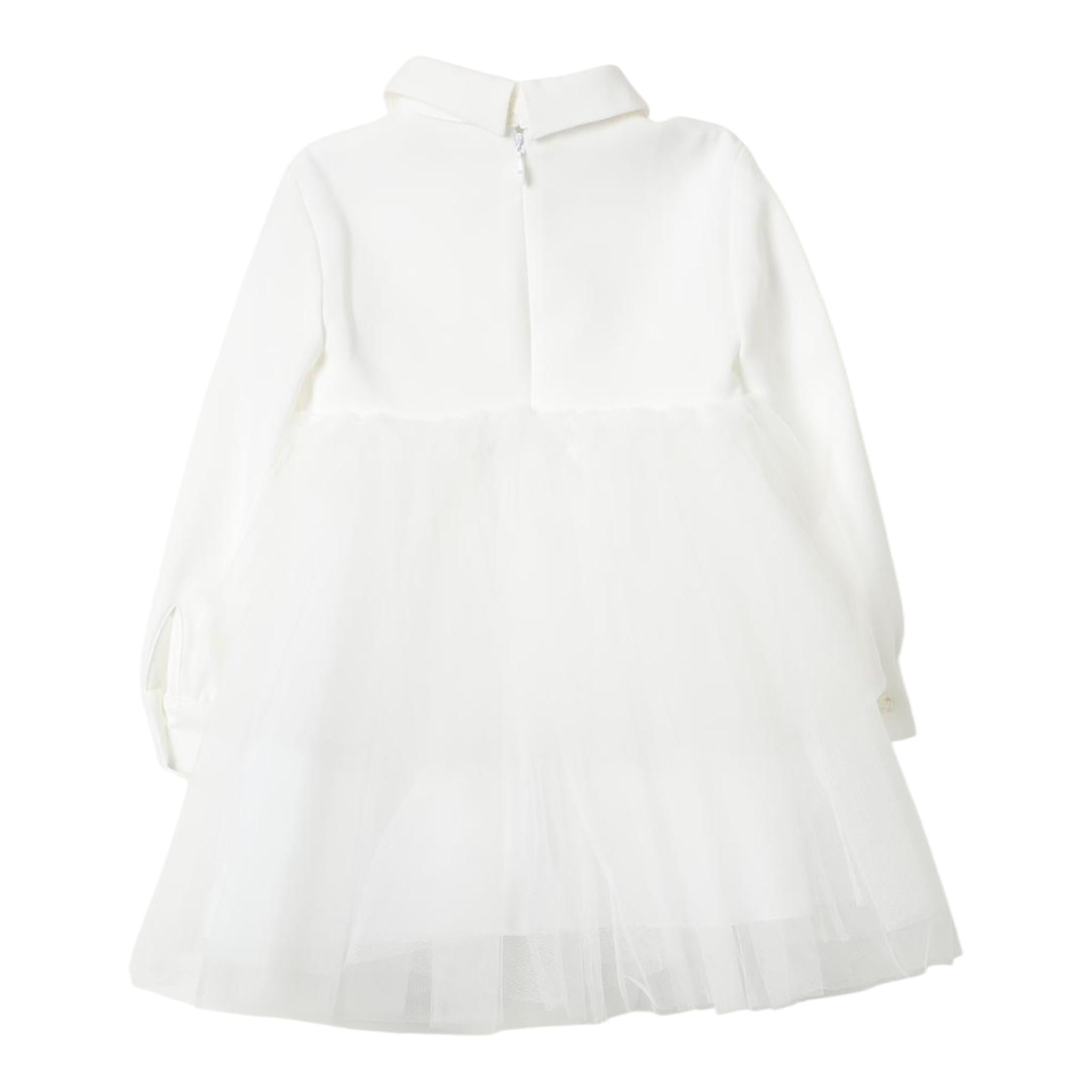 ELISABETTA FRANCHI abito manica lunga tinta unita cn tulle Bianco per Neonata EGAB155 BIANCO ELISABETTA FRANCHI