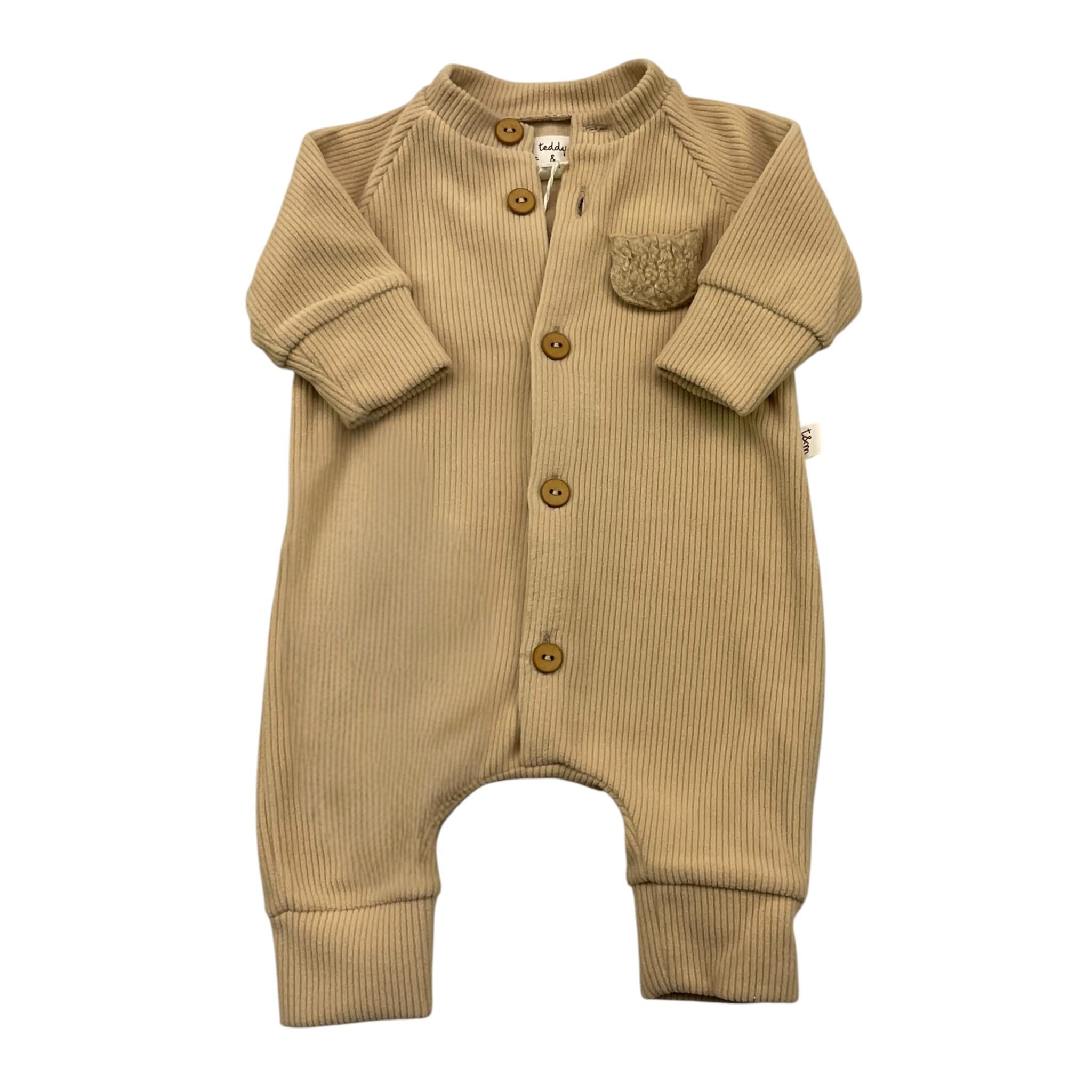 TEDDY E MINOU tutina tinta unita con stampa Sabbia per Neonato I23CP032M0130 SABBIA TEDDY E MINOU