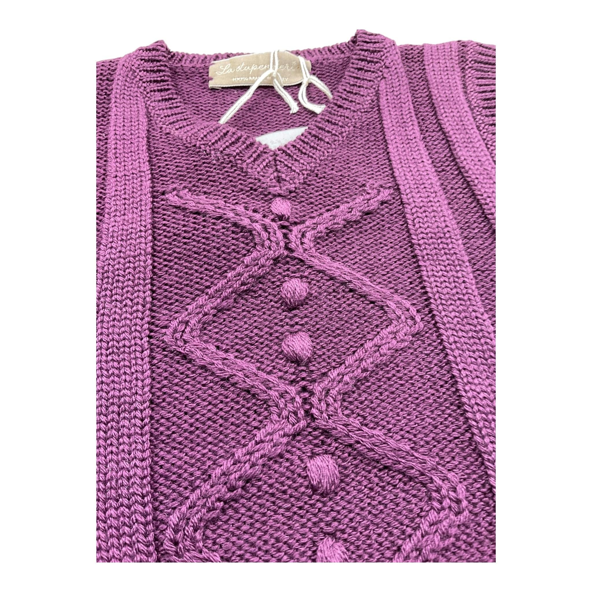 LA STUPENDERIA gilet tinta unita in maglia Viola per Neonata WJGL42X VIOLA LA STUPENDERIA