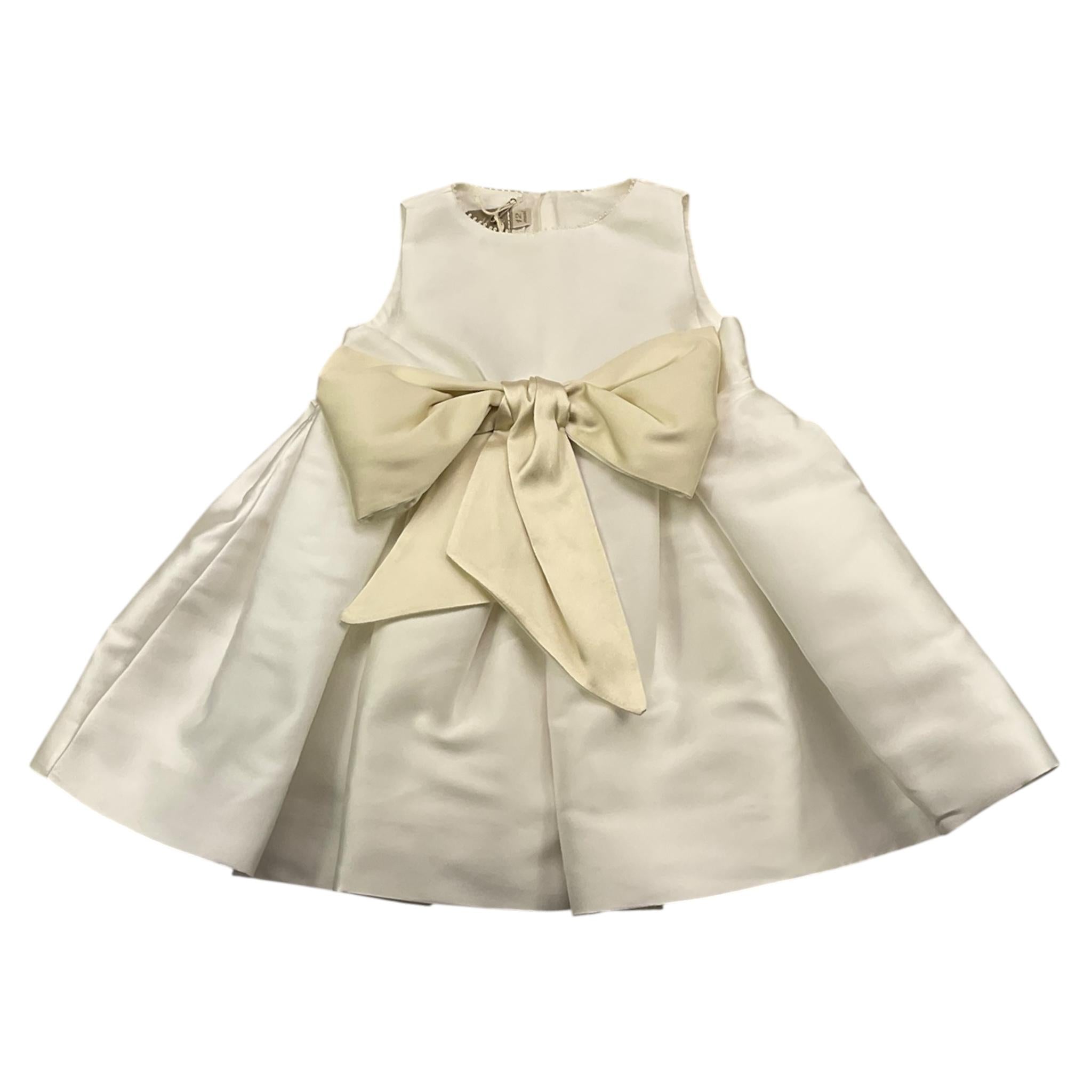 LA STUPENDERIA abito giromanica tinta unita cn fiocco Bianco per Neonata CBAB62 BIANCO LA STUPENDERIA