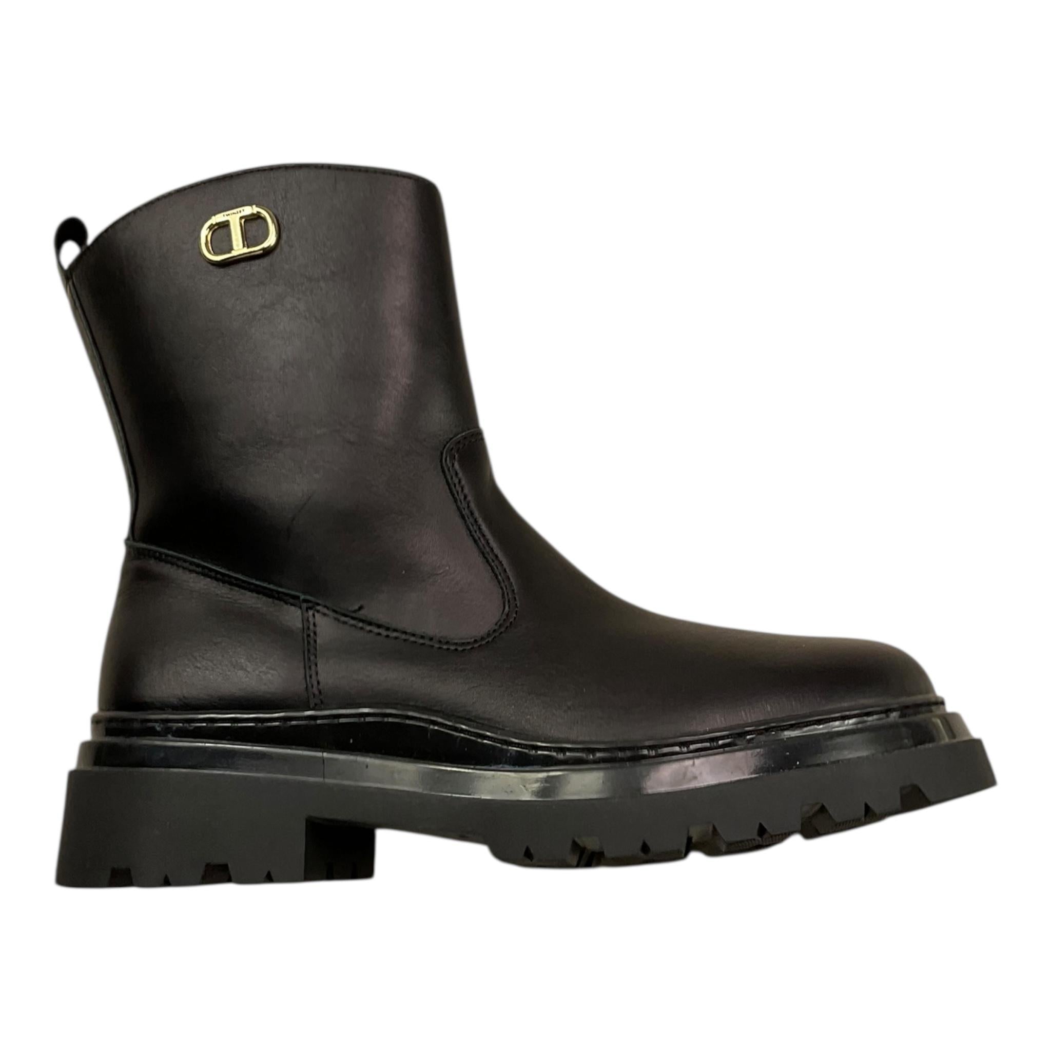 TWINSET stivali tinta unita con logo Nero per Bambina 232GCJ032 NERO TWINSET