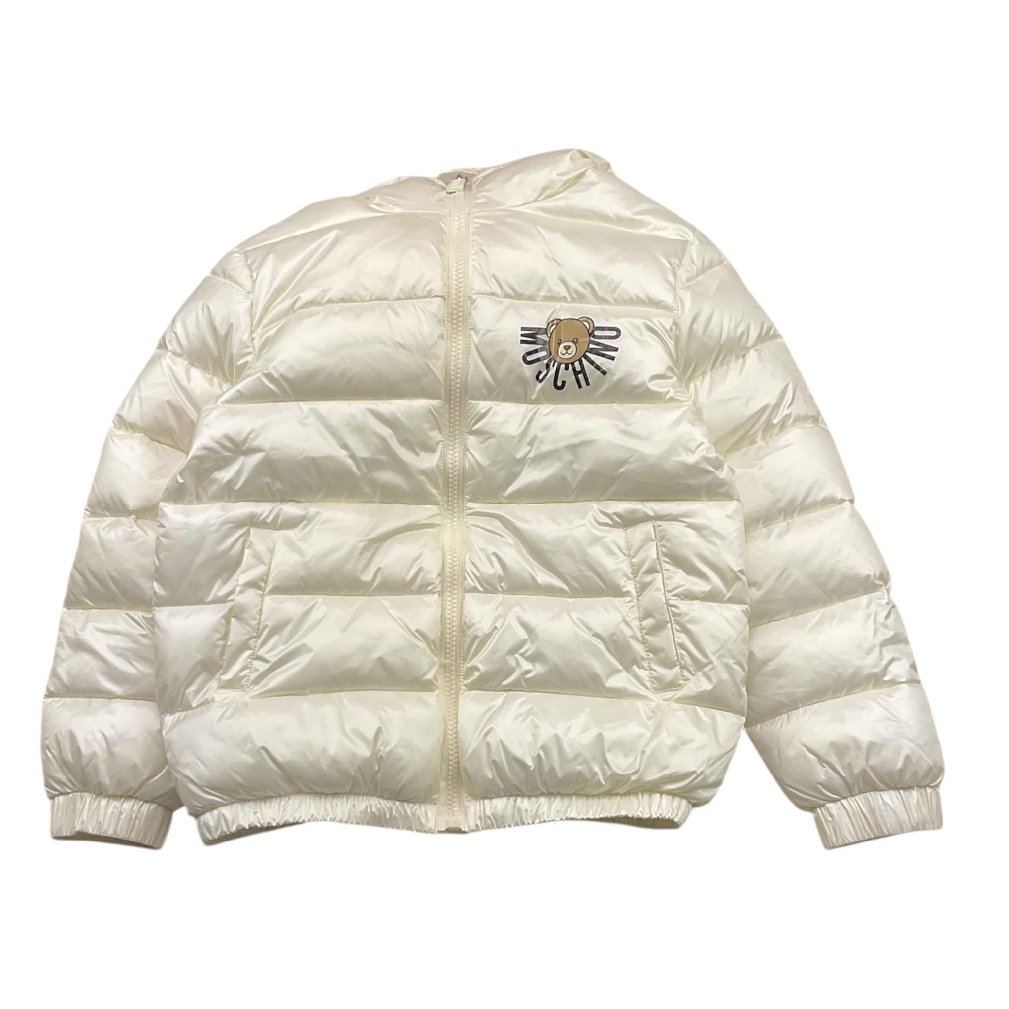 MOSCHINO giubbino tinta unita con zip e cappuccio Bianco per Bambina HUS05F BIANCO MOSCHINO