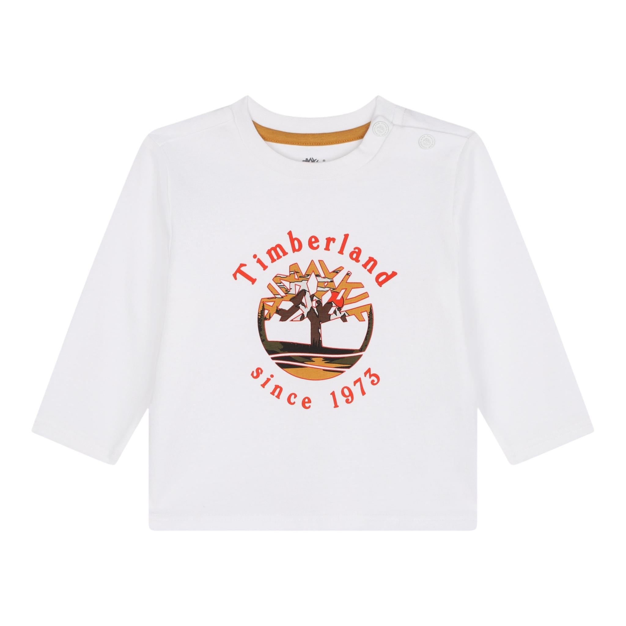 TIMBERLAND shirt girocollo tinta unita con logo Bianco per Neonato T60255 BIANCO TIMBERLAND