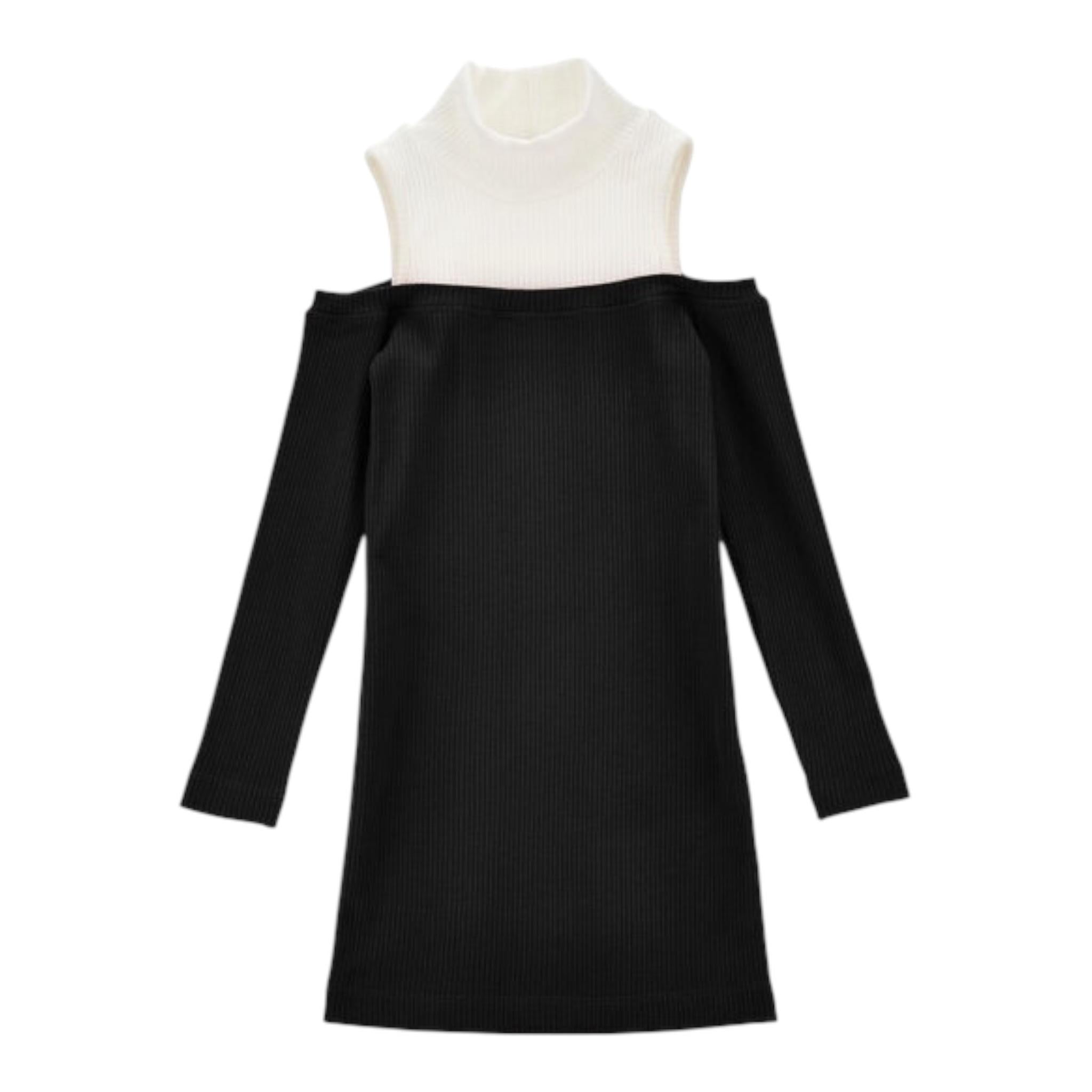 MONNALISA abito bicolore a costine Bianco/nero per Bambina 41D901 BIANCO/NERO MONNALISA