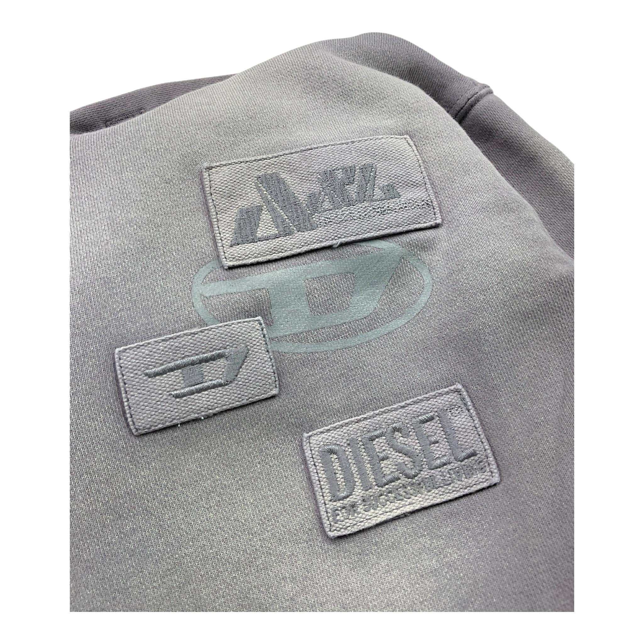 DIESEL felpa tinta unita con cappuccio e applicazioni Grigio per Bambino J01961 GRIGIO DIESEL