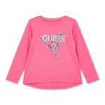 GUESS shirt girocollo tinta unita con stampa Fuxia per Neonata K4YI11K6YW4X FUXIA GUESS