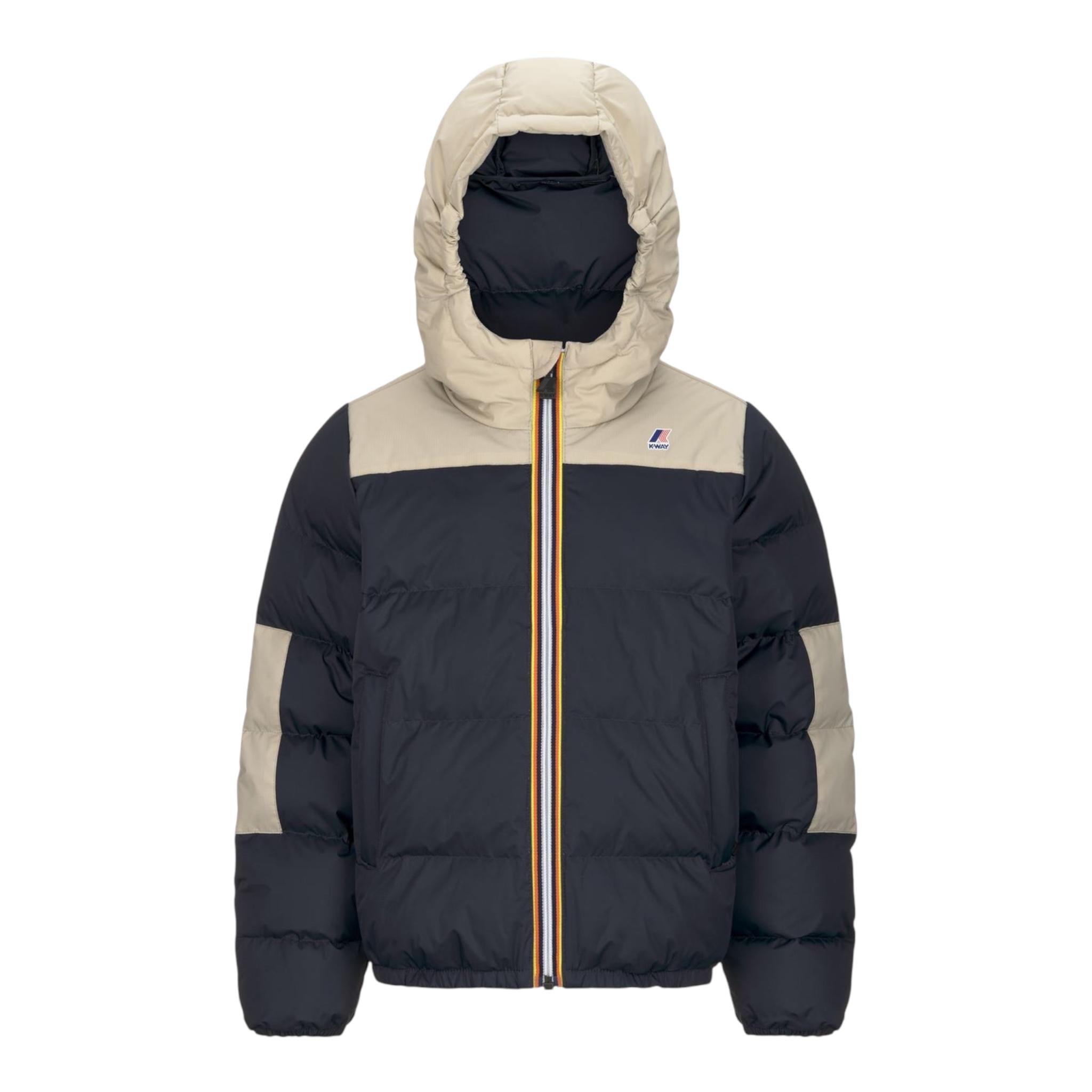 K-WAY giubbino bicolore con cappuccio in contrasto Beige/blu per Bambino K6117YW BEIGE/BLU K-WAY