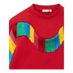 STELLA McCARTNEY felpa chiusa girocollo tinta unita con frange Rosso per Bambina TT4D20 ROSSO STELLA McCARTNEY