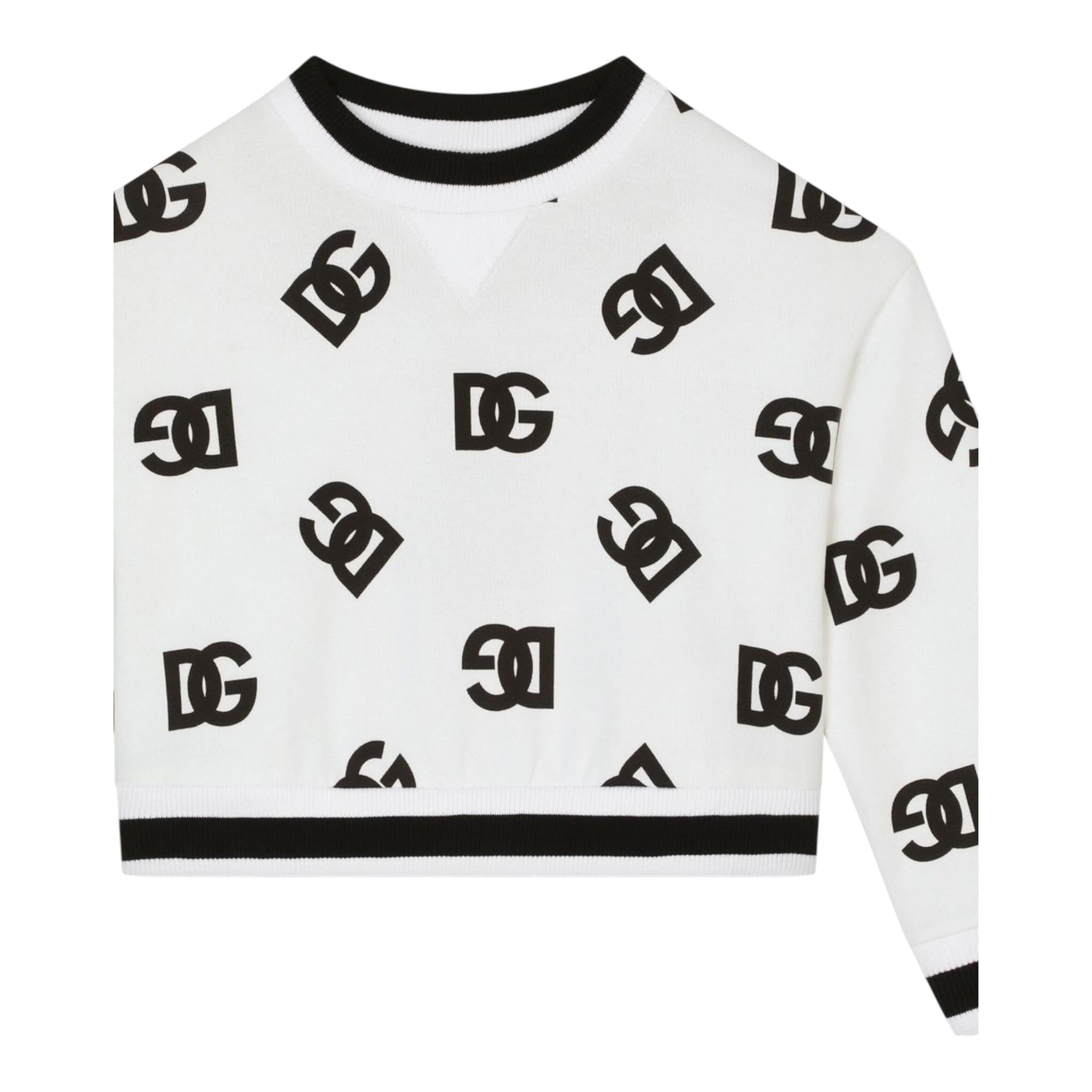 DOLCE & GABBANA felpa tinta unita girocollo con stampa logata Bianco per Bambina L5JW7K BIANCO DOLCE & GABBANA