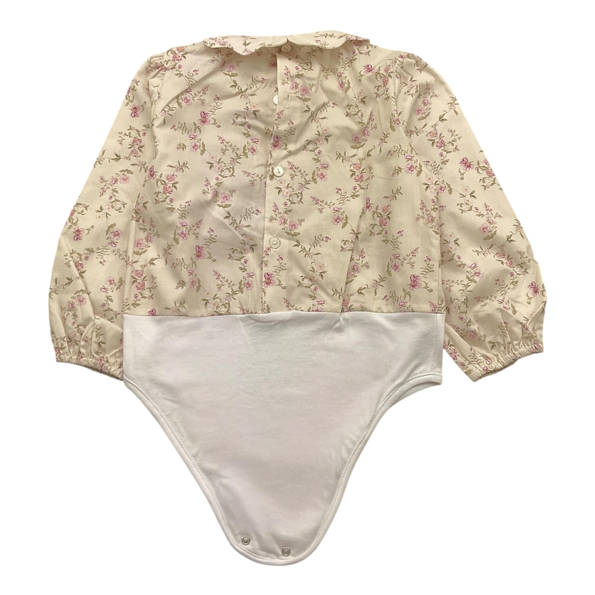 LA STUPENDERIA camicia body tinta unita con stampa fiori Panna per Neonata TBBD02 PANNA LA STUPENDERIA