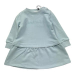 TRUSSARDI abito tinta unita girocollo con stampa Azzurro per Neonata TIA25003VE AZZURRO TRUSSARDI