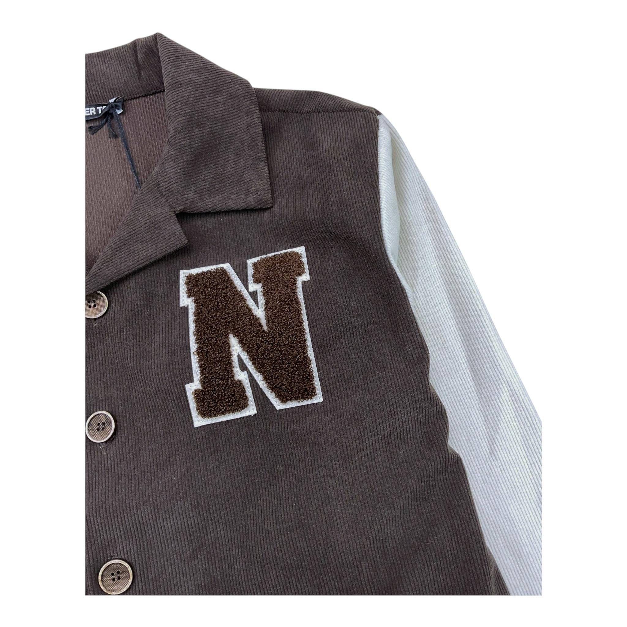 NEVER TOO camicia manica lunga tinta unita con maniche in contrasto Marrone per Bambino NT2123R MARRONE NEVER TOO