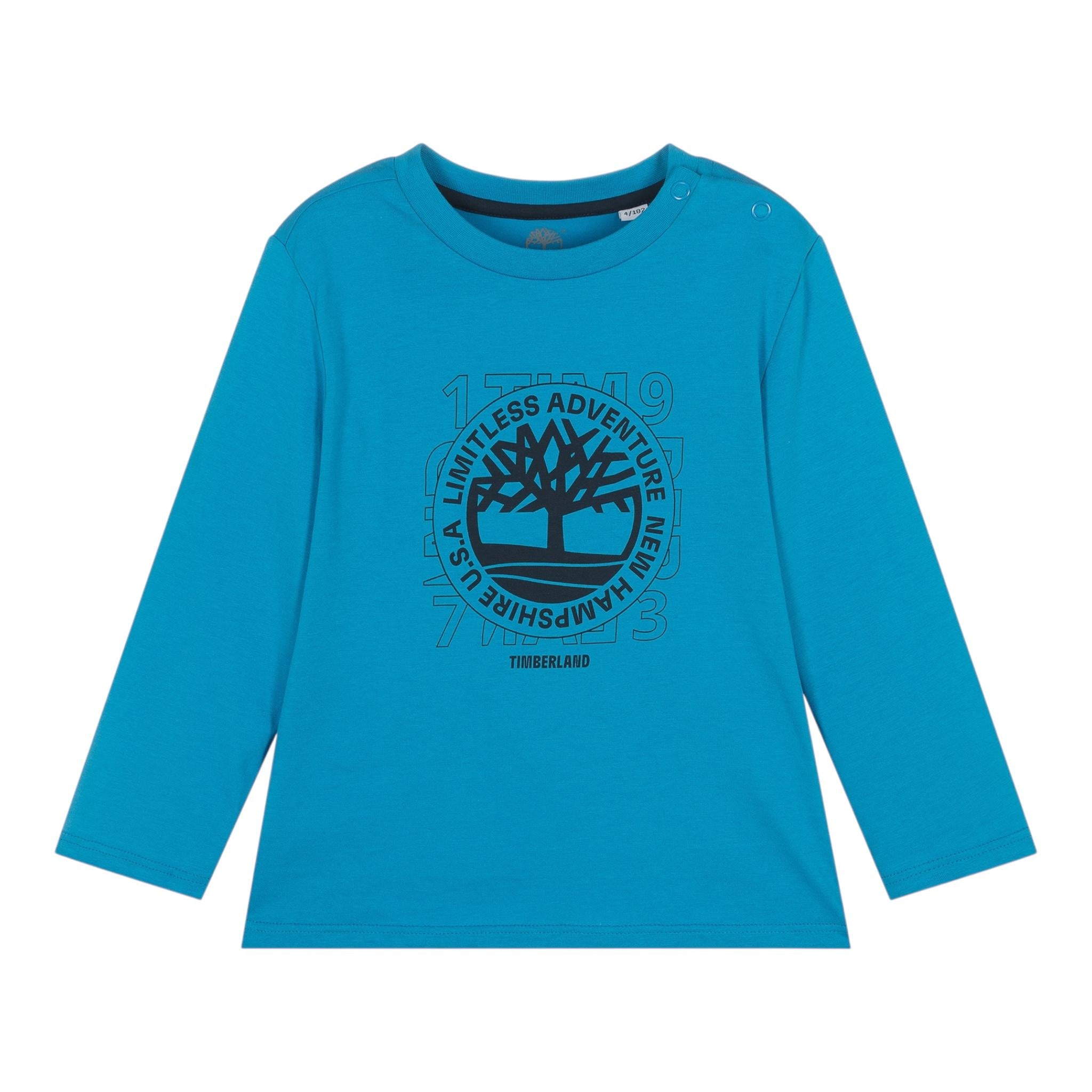 TIMBERLAND shirt girocollo tinta unita con logo Azzurro per Neonato T602151 AZZURRO TIMBERLAND