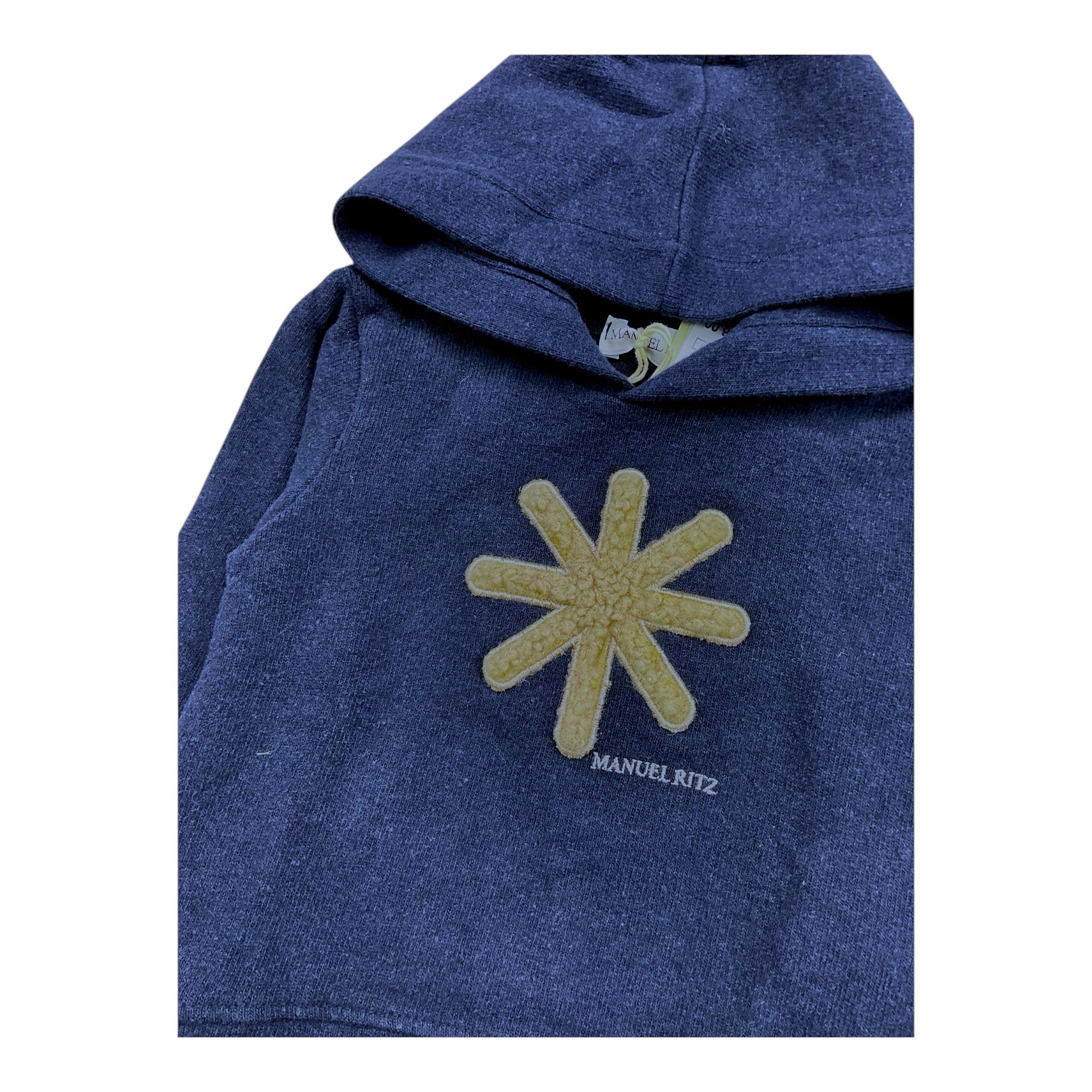 MANUEL RITZ felpa chiusa con cappuccio tinta unita con logo Blu per Neonato MR2803 BLU MANUEL RITZ