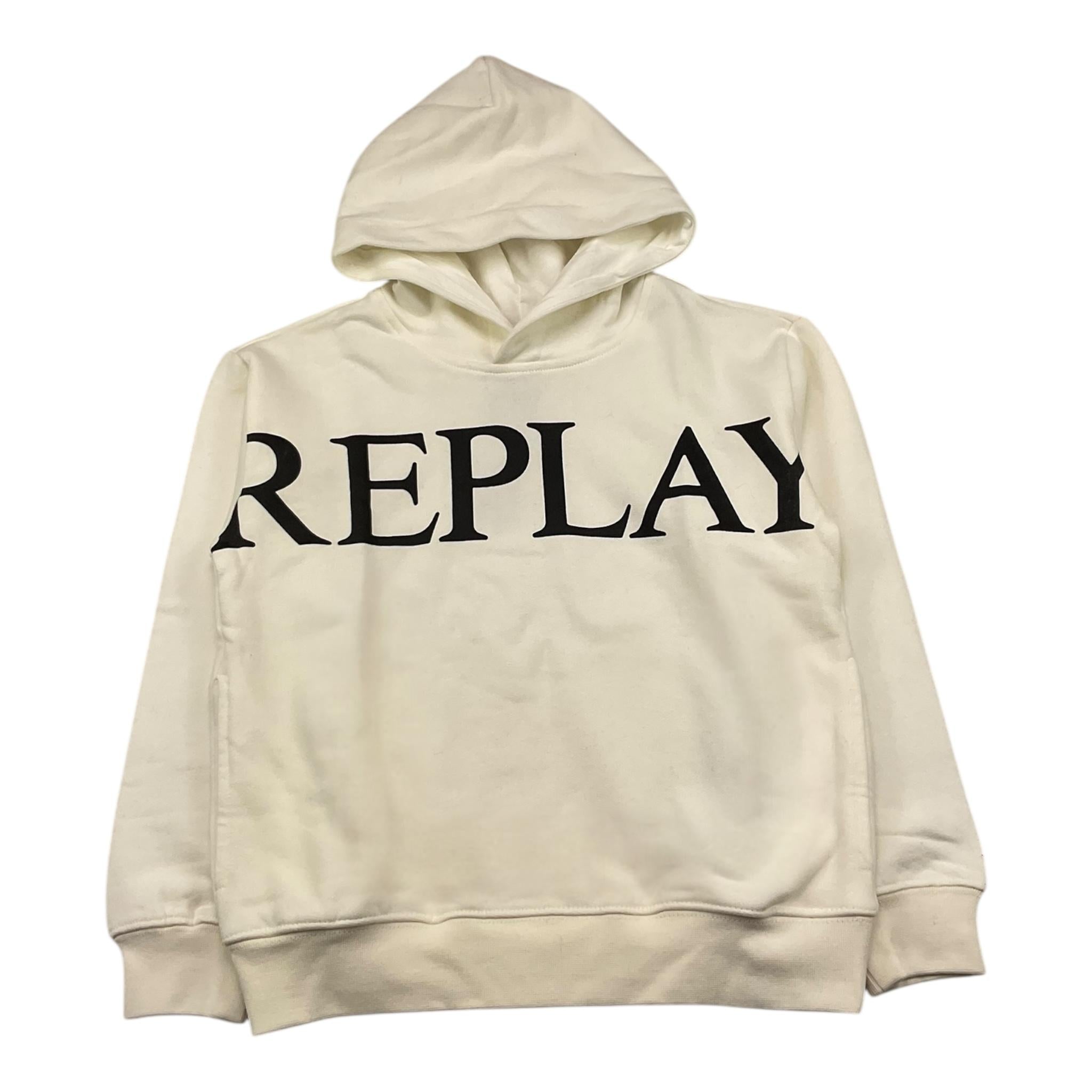 REPLAY felpa chiusa con cappuccio tinta unita con logo Panna per Bambino SB2452 PANNA REPLAY