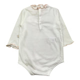 IL GUFO body manica lunga tinta unita con collo rouches Bianco/rosa per Neonata A24MB044MF002 BIANCO/ROSA IL GUFO