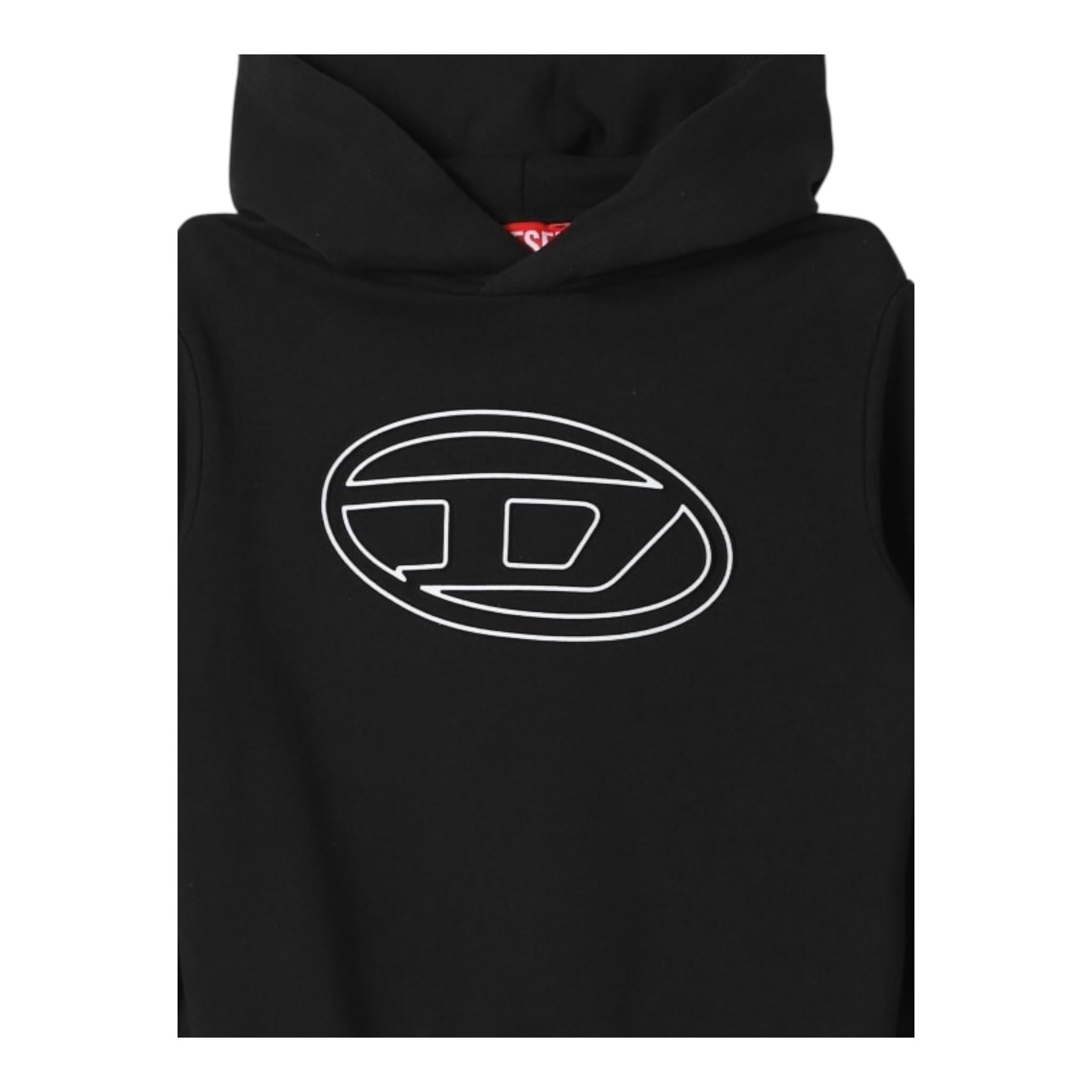 DIESEL felpa tinta unita con cappuccio e stampa Nero per Bambino J02017X NERO DIESEL