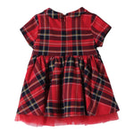 MINI BANDA abito mezza manica tinta unita con fantasia scozzese Rosso per Neonata 3A759 ROSSO MINI BANDA