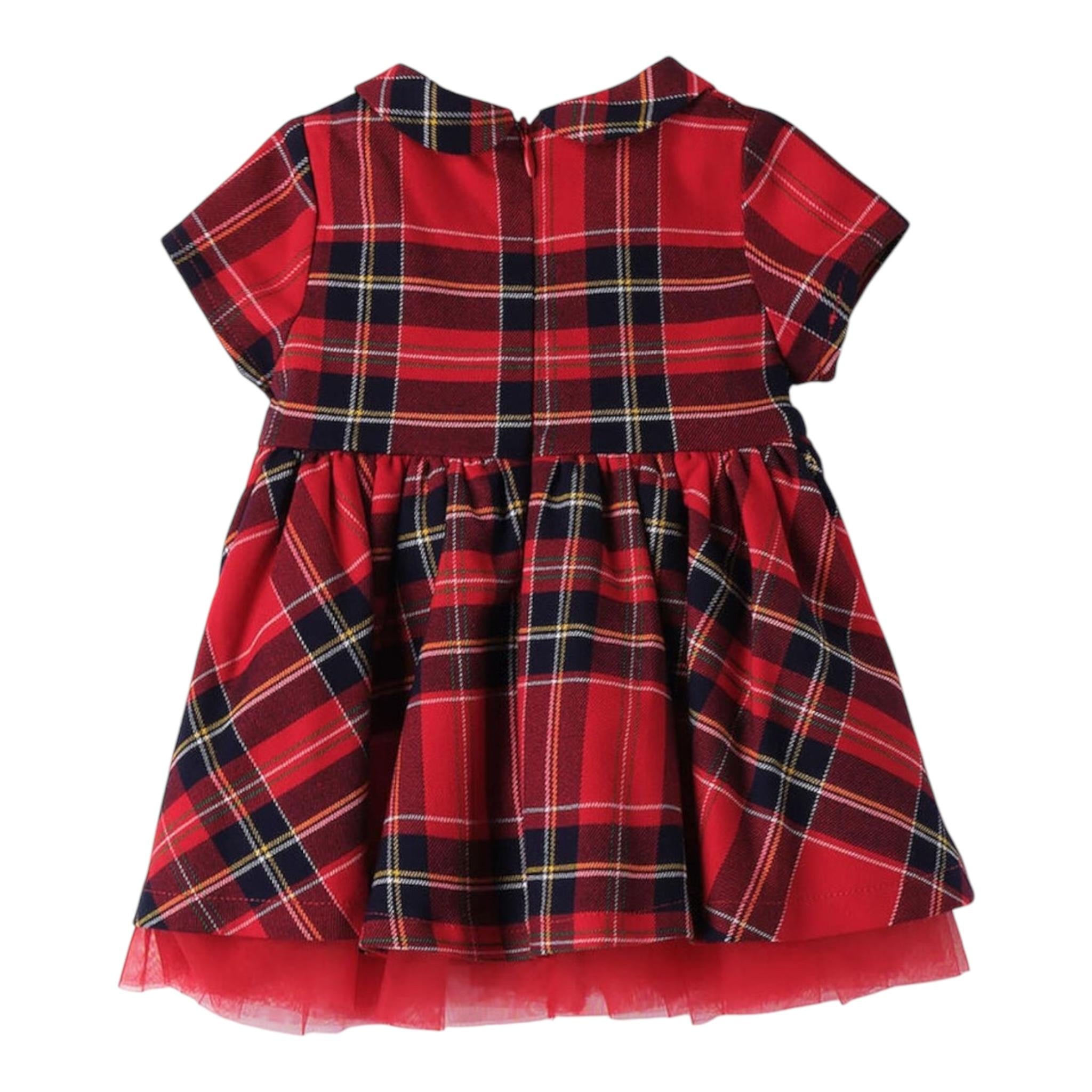 MINI BANDA abito mezza manica tinta unita con fantasia scozzese Rosso per Neonata 3A759 ROSSO MINI BANDA