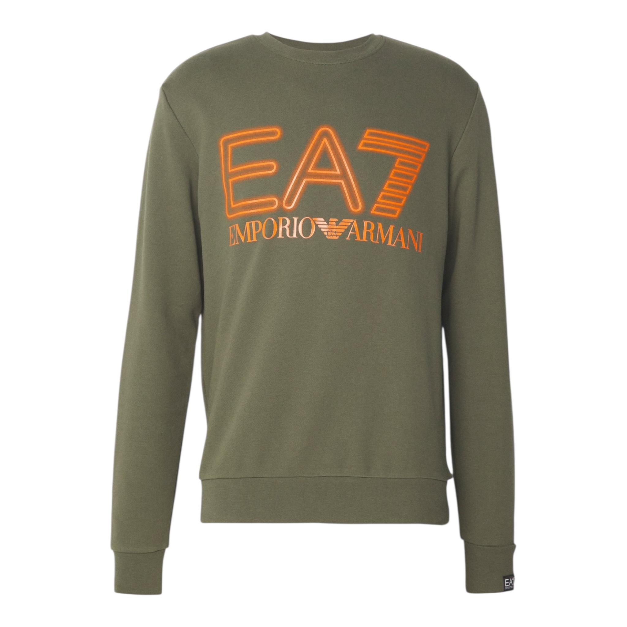 EMPORIO ARMANI felpa tinta unita girocollo con stampa Verde per Bambino 3DBM62 VERDE EMPORIO ARMANI