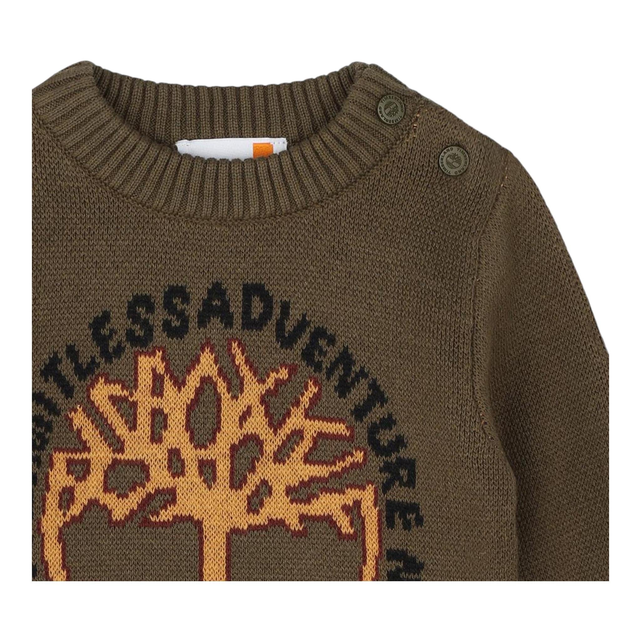 TIMBERLAND maglia girocollo tinta unita con logo Verde per Neonato T60263 VERDE TIMBERLAND