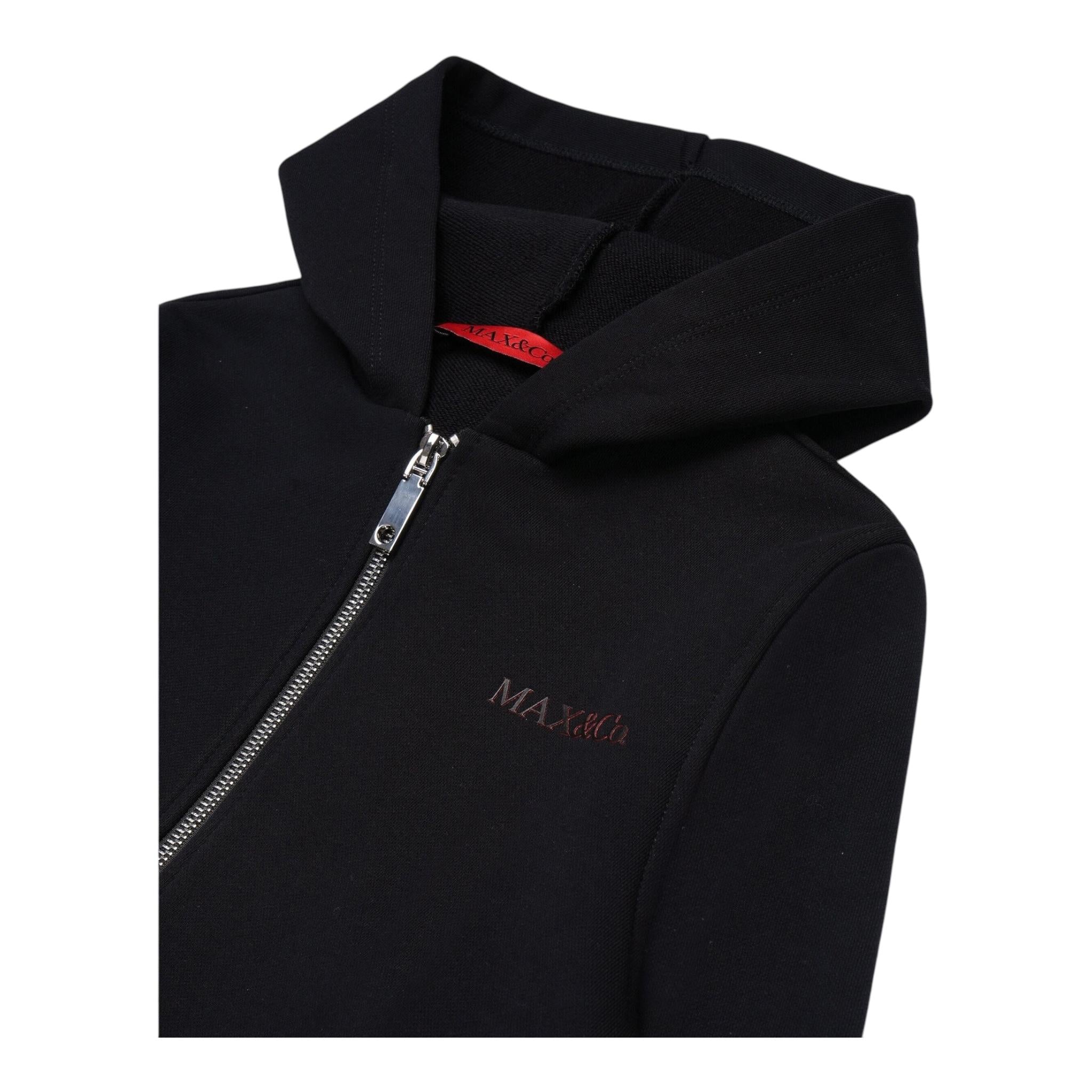 MAX&Co. felpa con zip e cappuccio tinta unita Nero per Bambina MX054 NERO MAX&Co.