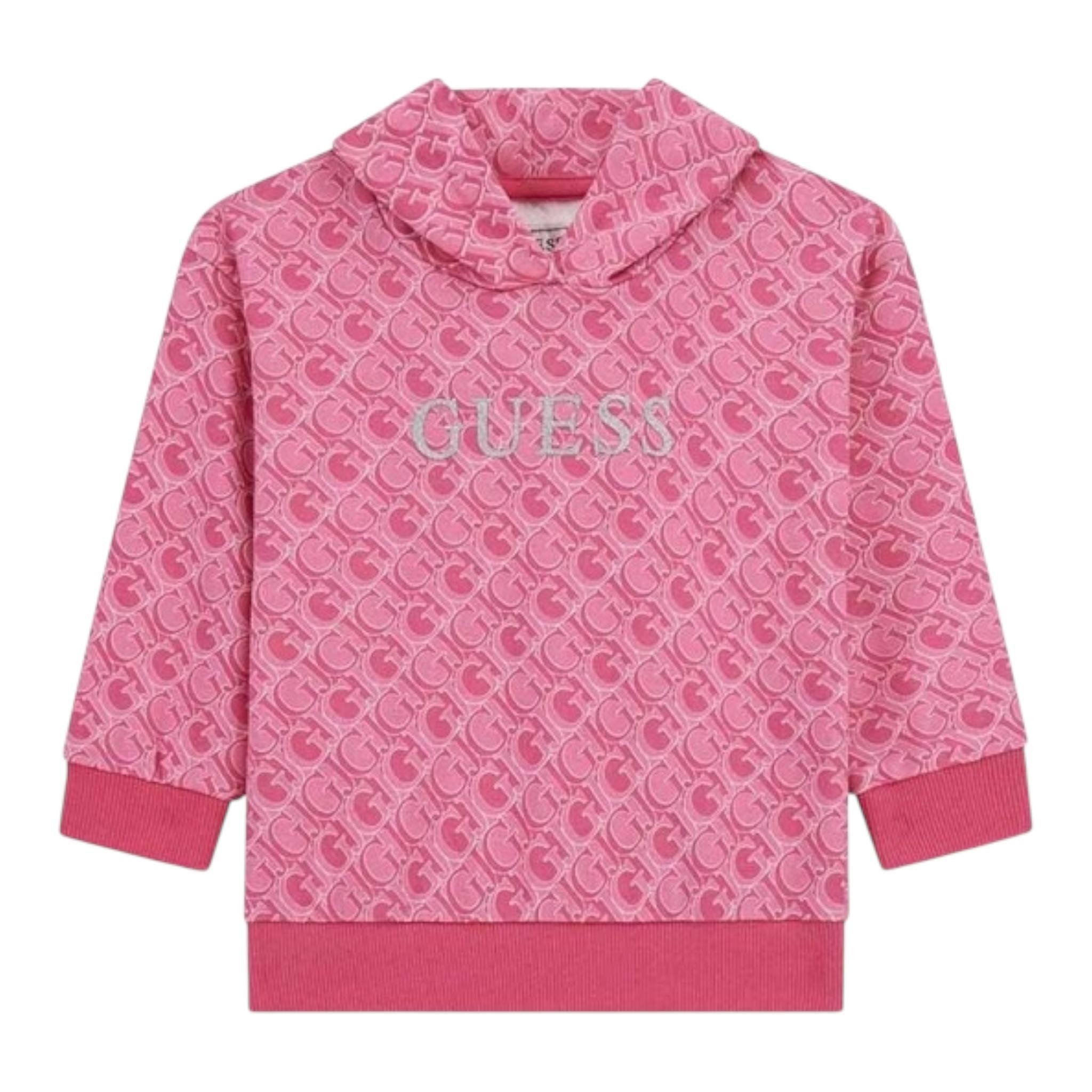 GUESS felpa chiusa con cappuccio tint unita con stampe logo Fuxia per Bambina K4YQ00KA6R4X FUXIA GUESS
