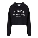 ICEBERG felpa chiusa con cappuccio tinta unita con stampa logo Nero per Bambina MFICE5336JX NERO ICEBERG