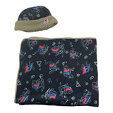 K-WAY set 2pz coperta-cappello tinta unita con stampa Blu per Neonato K3147ZW BLU K-WAY