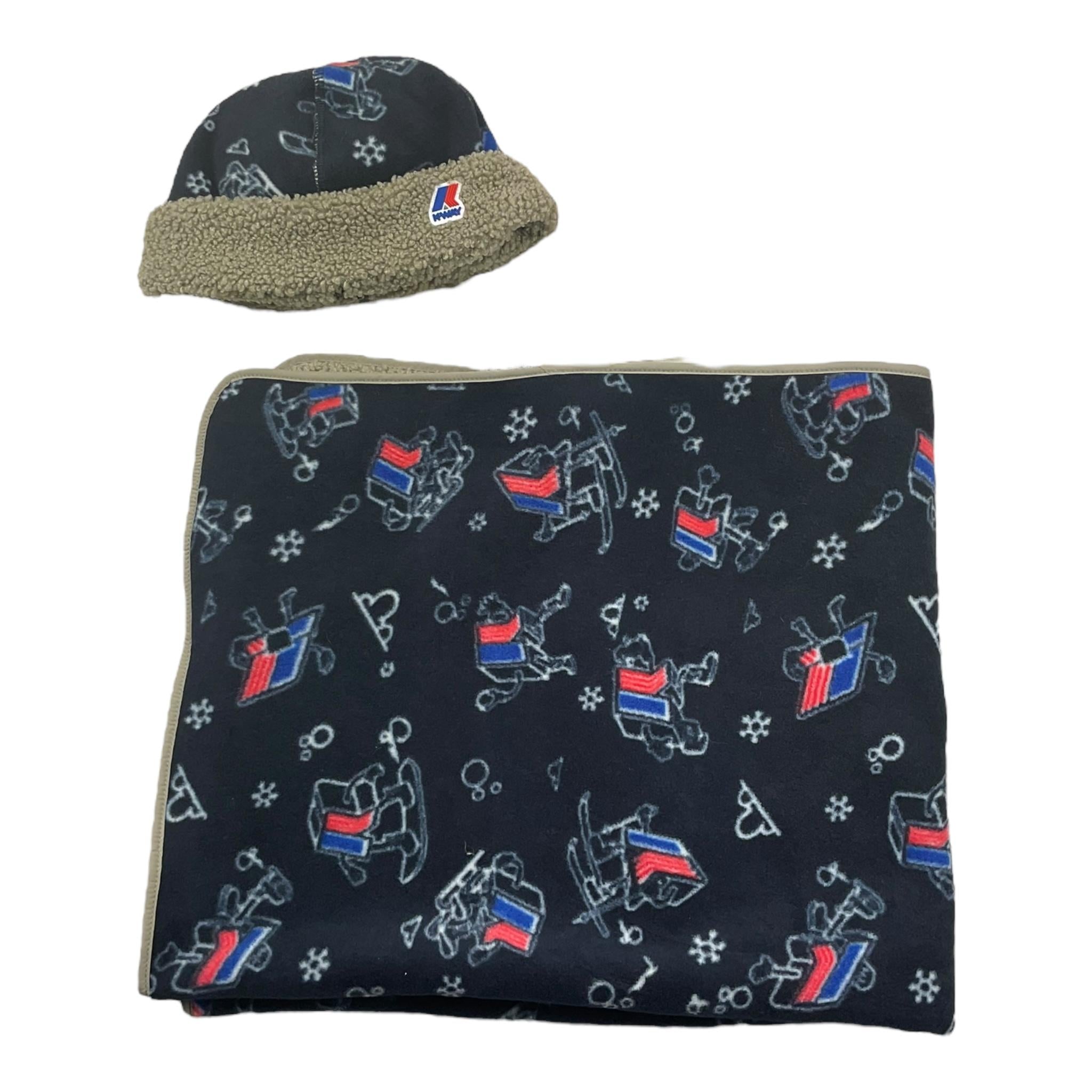 K-WAY set 2pz coperta-cappello tinta unita con stampa Blu per Neonato K3147ZW BLU K-WAY