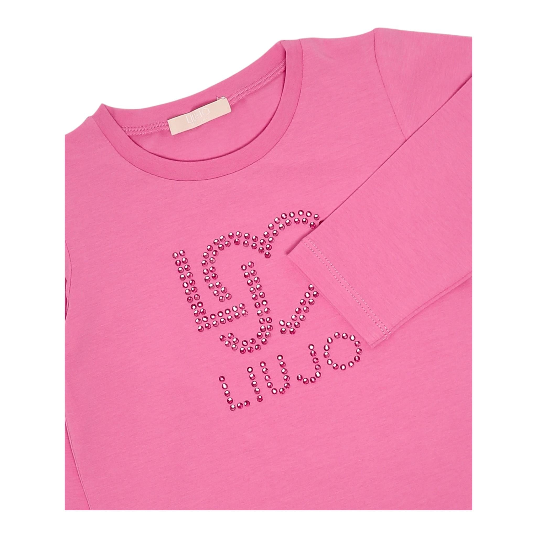 DIXIE shirt girocollo tinta unita con stampa Rosa per Bambina KF4029X ROSA DIXIE