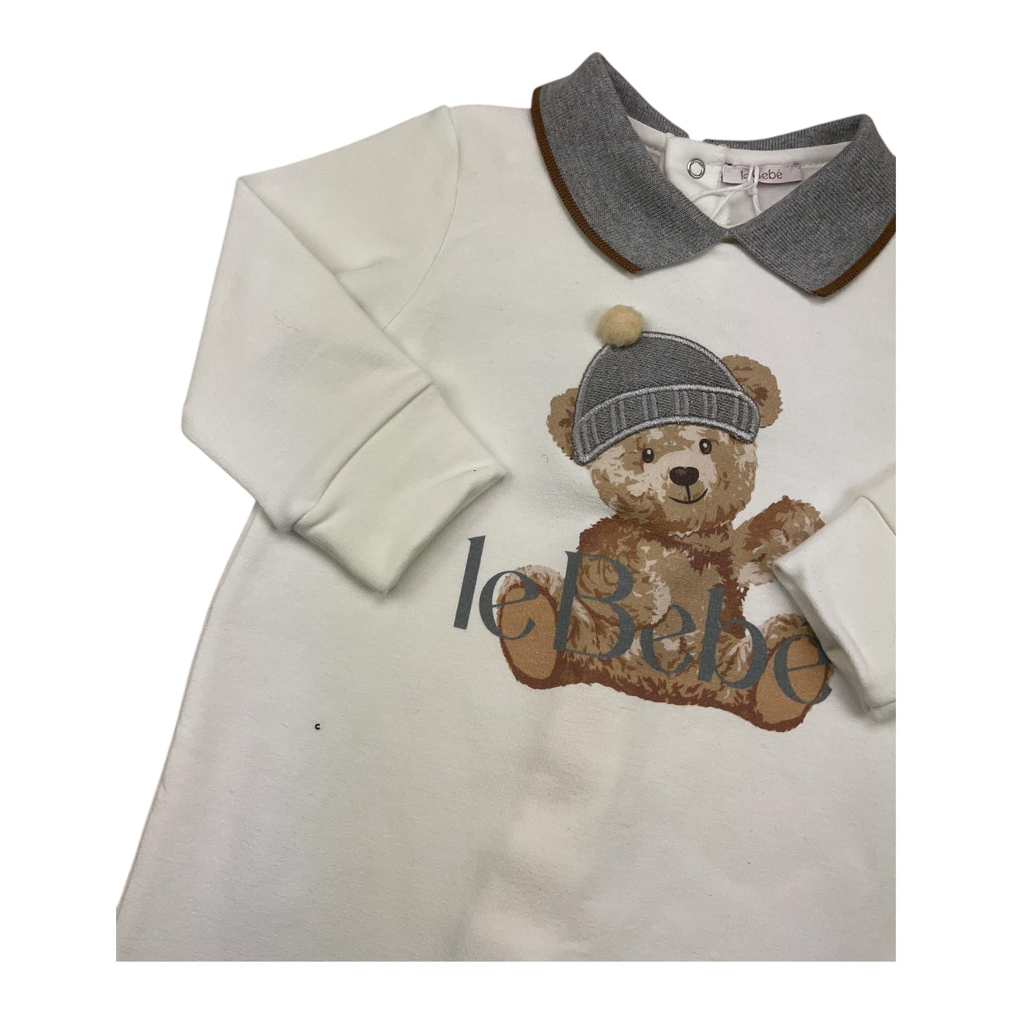 LE BEBE' tutina manica lunga tinta unita con stampa Bianco per Neonato LBB4714 BIANCO LE BEBE'