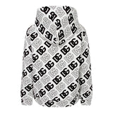 DOLCE & GABBANA felpa bicolore con zip e cappuccio logata Bianco/nero per Bambino L4JWCK BIANCO/NERO DOLCE & GABBANA