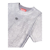 DIESEL t-shirt tinta unita girocollo con logo Argento per Bambina J02069 ARGENTO DIESEL