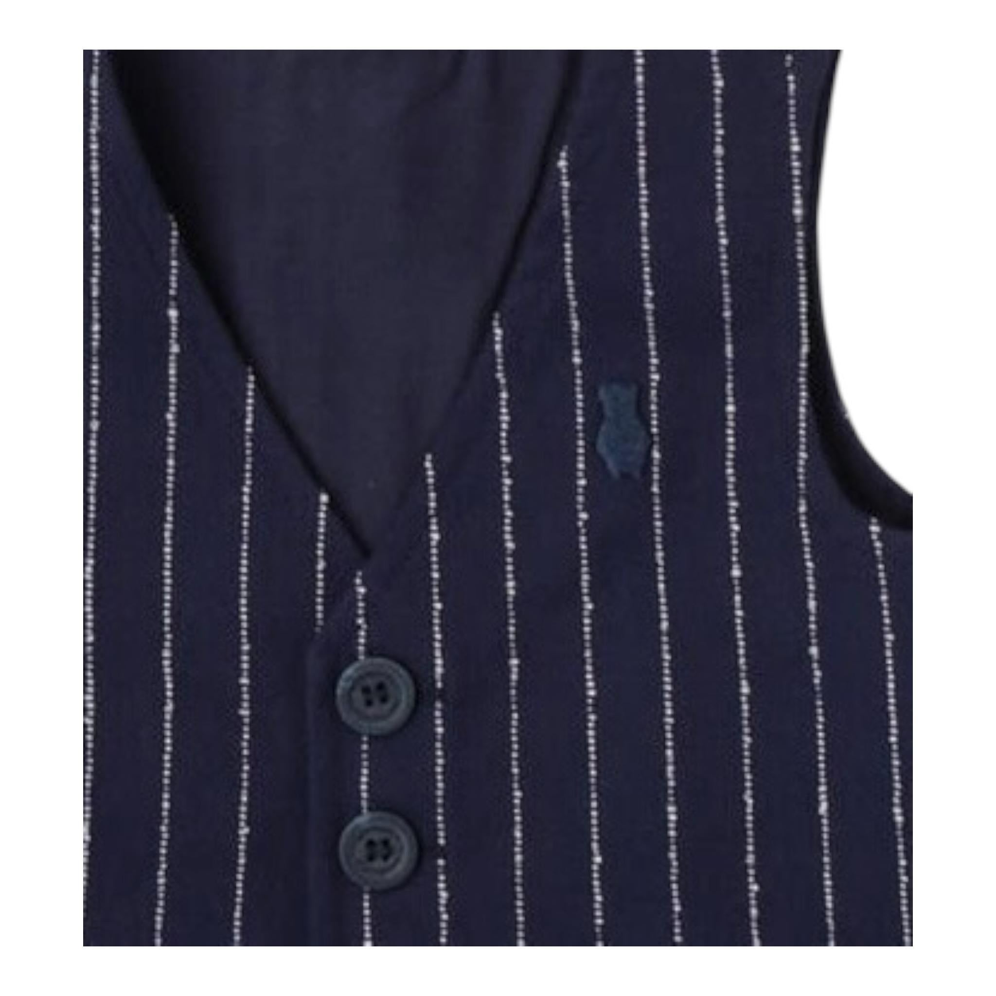MINI BANDA gilet tinta unita con fantasia a righe Blu per Neonato 37687 BLU MINI BANDA
