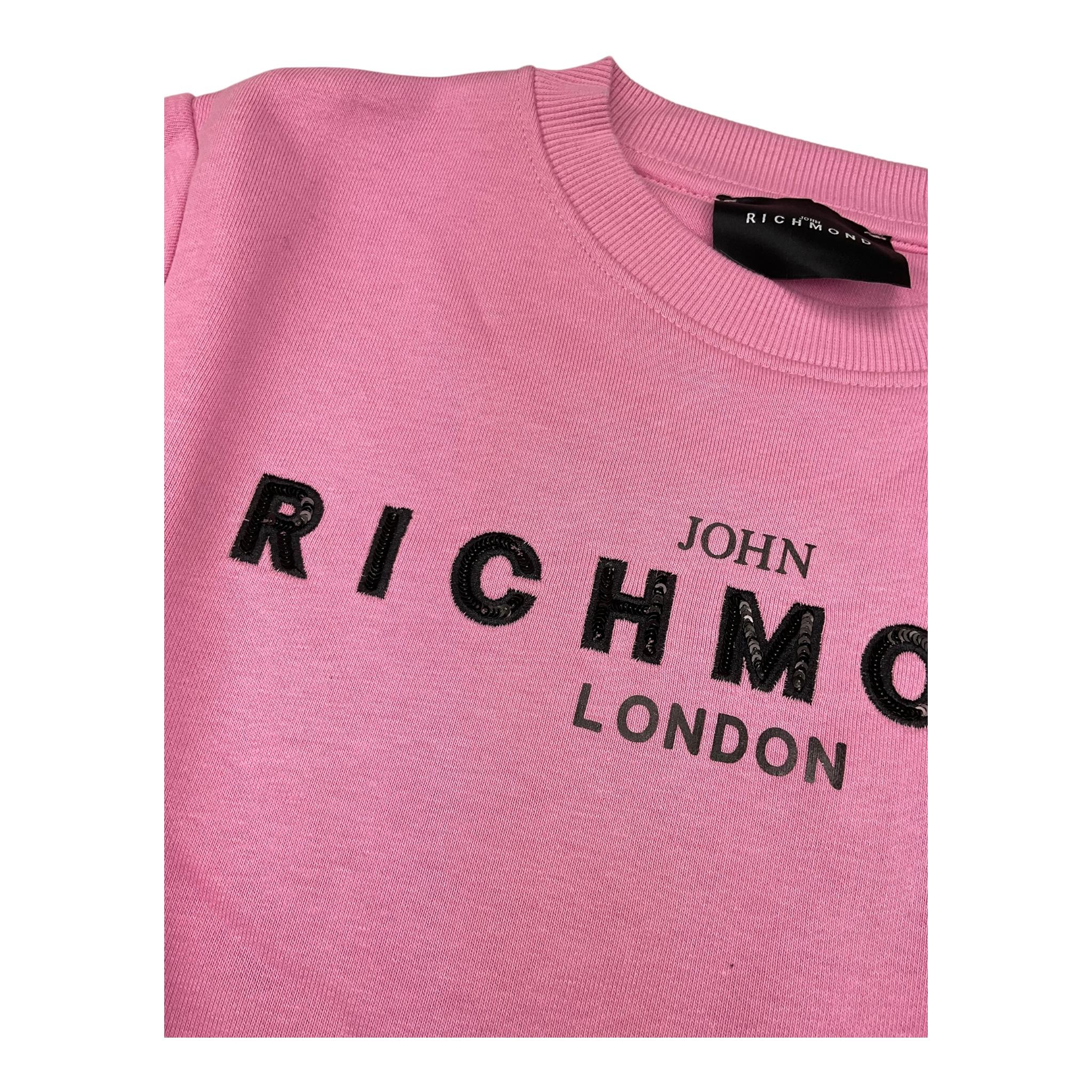 JOHN RICHMOND abito felpa girocollo tinta unita cn stampa logo Rosa per Bambina RGA4054VE ROSA JOHN RICHMOND