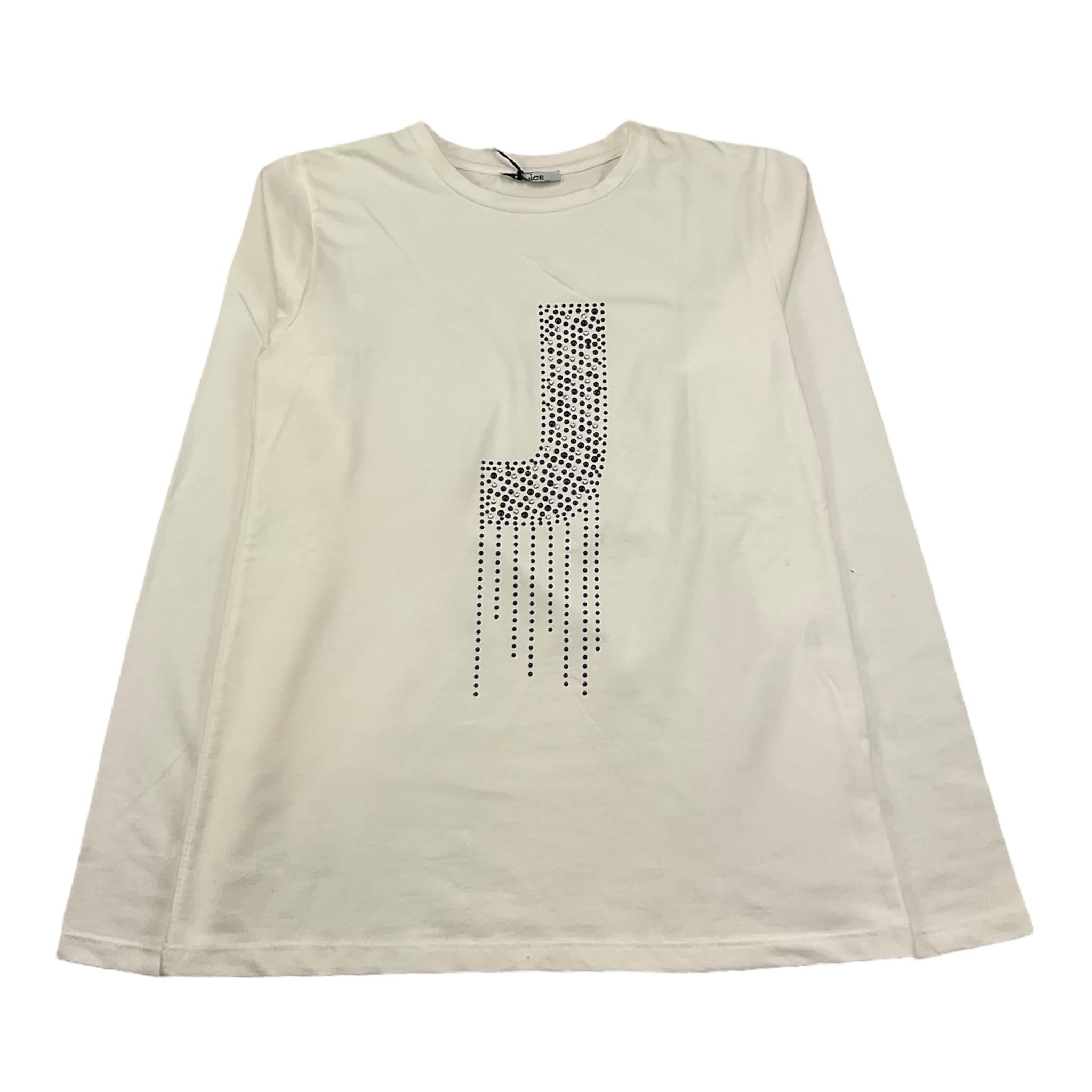 JANICE shirt girocollo tinta unita con stampa brillantinata Panna per Bambina JN578R PANNA JANICE