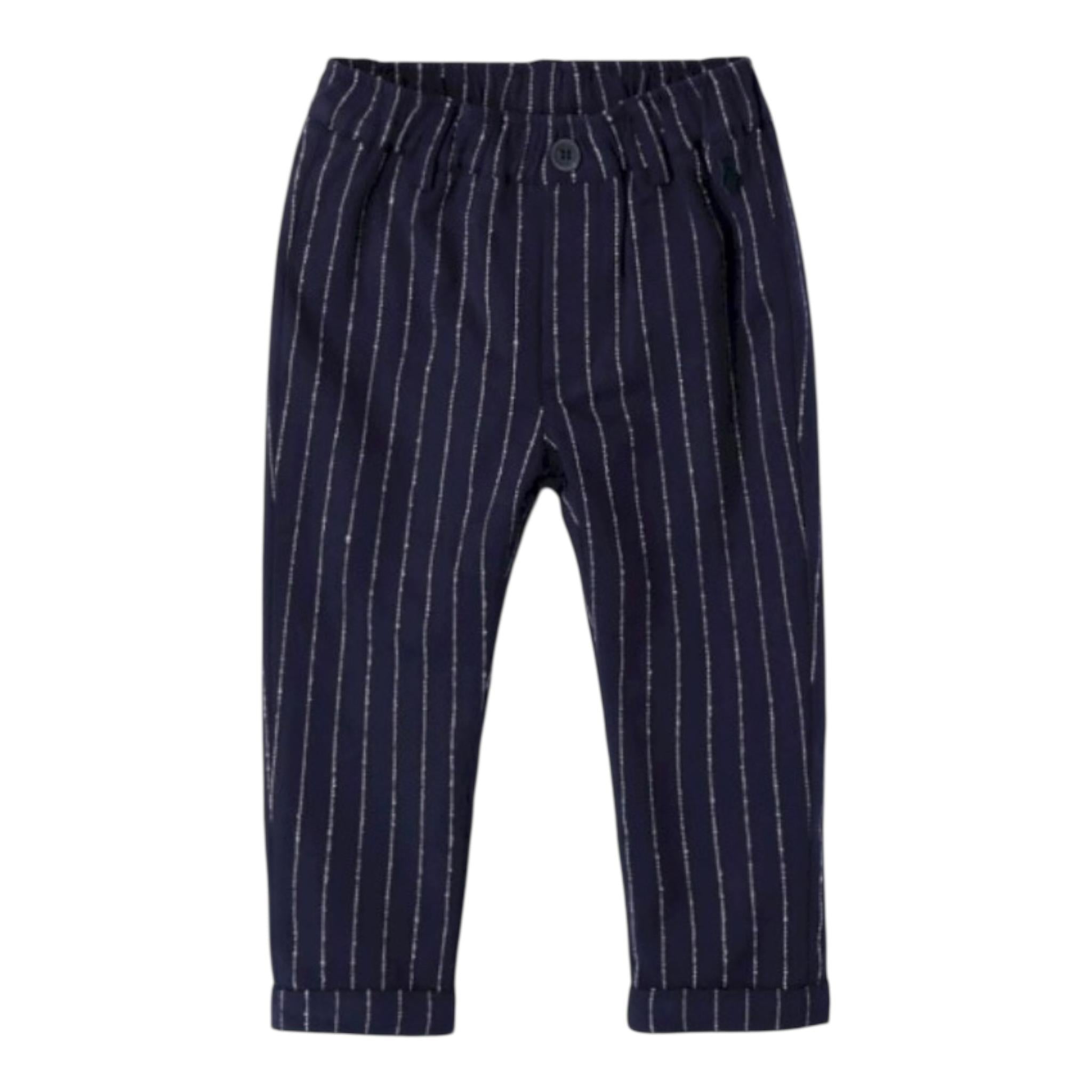 MINI BANDA pantalone tinta unita con fantasia a righe Blu per Neonato 37665 BLU MINI BANDA