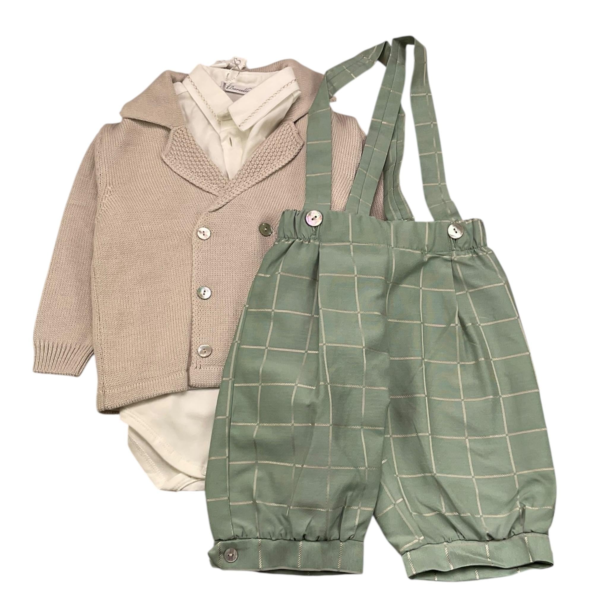 BARCELLINO completo 4 pezzi camicia-giacca-bermuda con bretelle-papillon Beige per Neonato 115913 BEIGE BARCELLINO