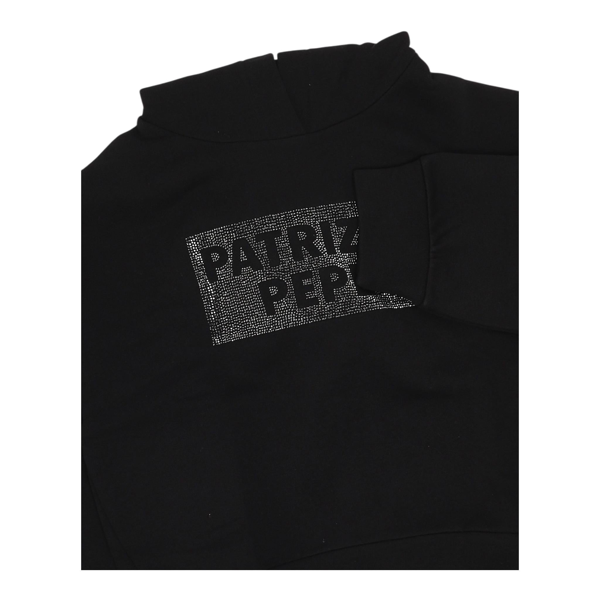 PATRIZIA PEPE felpa chiusa con cappuccio tinta unita con brillantini Nero per Bambina 7M0830 NERO PATRIZIA PEPE