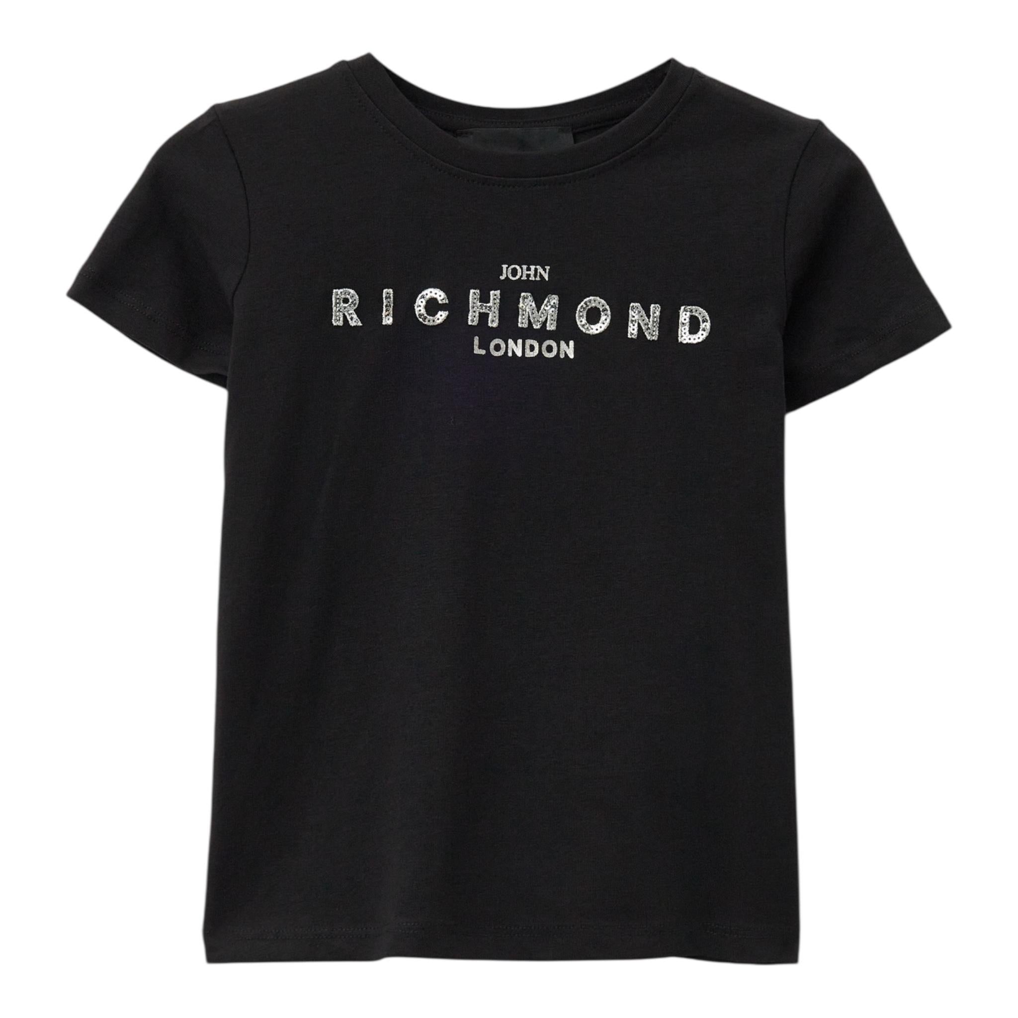 JOHN RICHMOND t-shirt girocollo tinta unita con stampa Nero per Bambina RGA24055TS NERO JOHN RICHMOND