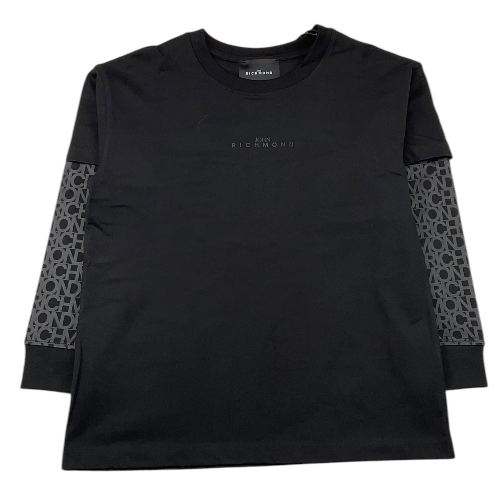 JOHN RICHMOND shirt girocollo tinta unita con maniche logate Nero per Bambino RBA25037TS NERO JOHN RICHMOND
