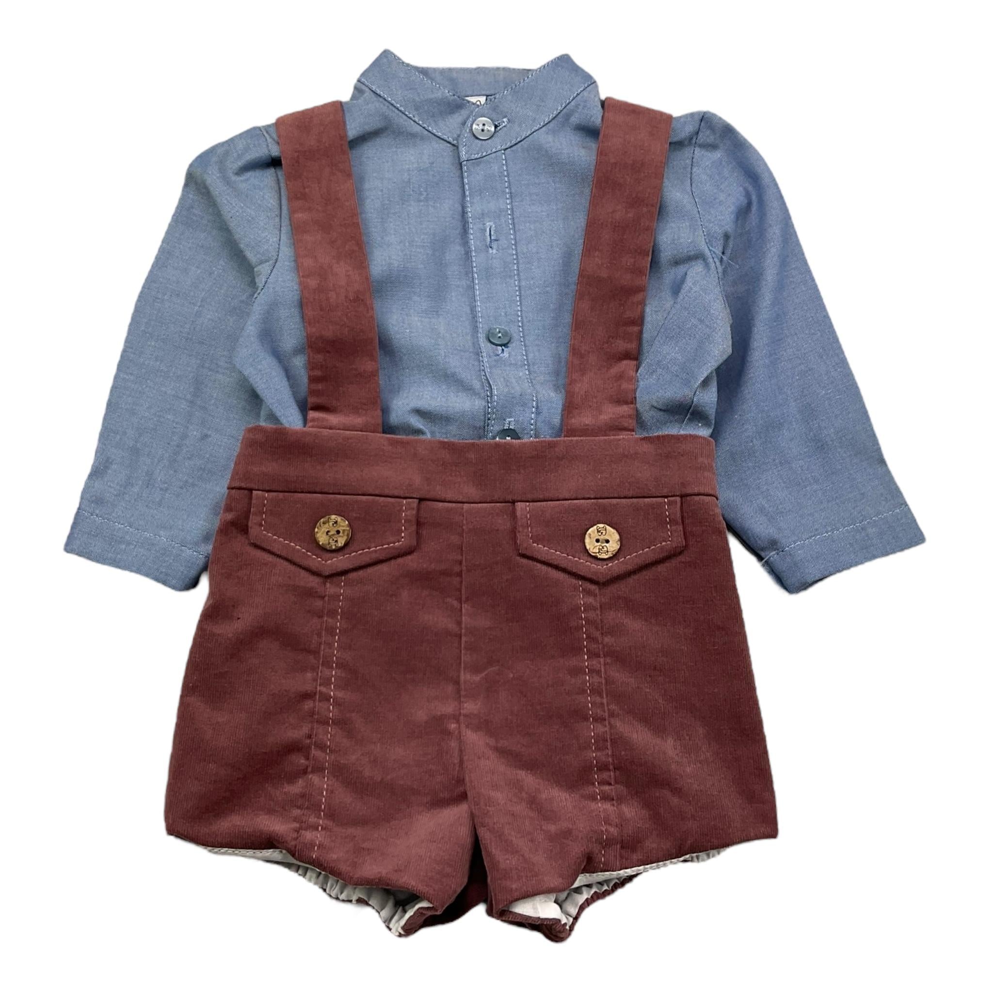 MARTA Y PAULA completo bicolore 2pz camicia-salopettes Azzurro per Neonato 1850N AZZURRO MARTA Y PAULA