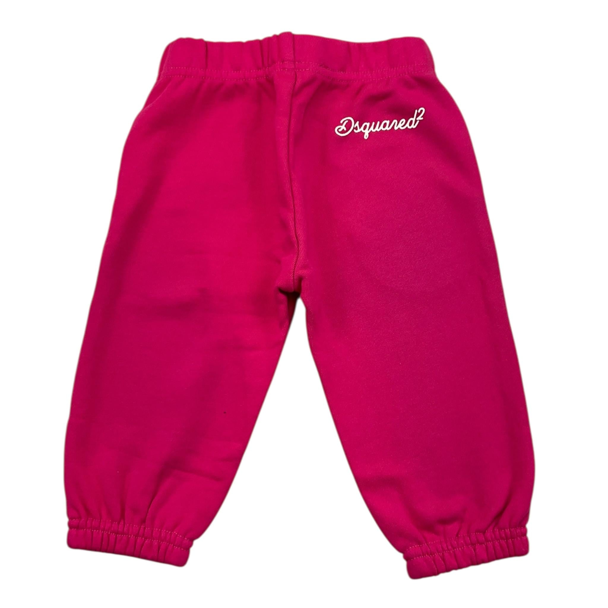 DSQUARED2 pantalone tuta tinta unita cn logo Fuxia per Neonata DQ1802 FUXIA DSQUARED2