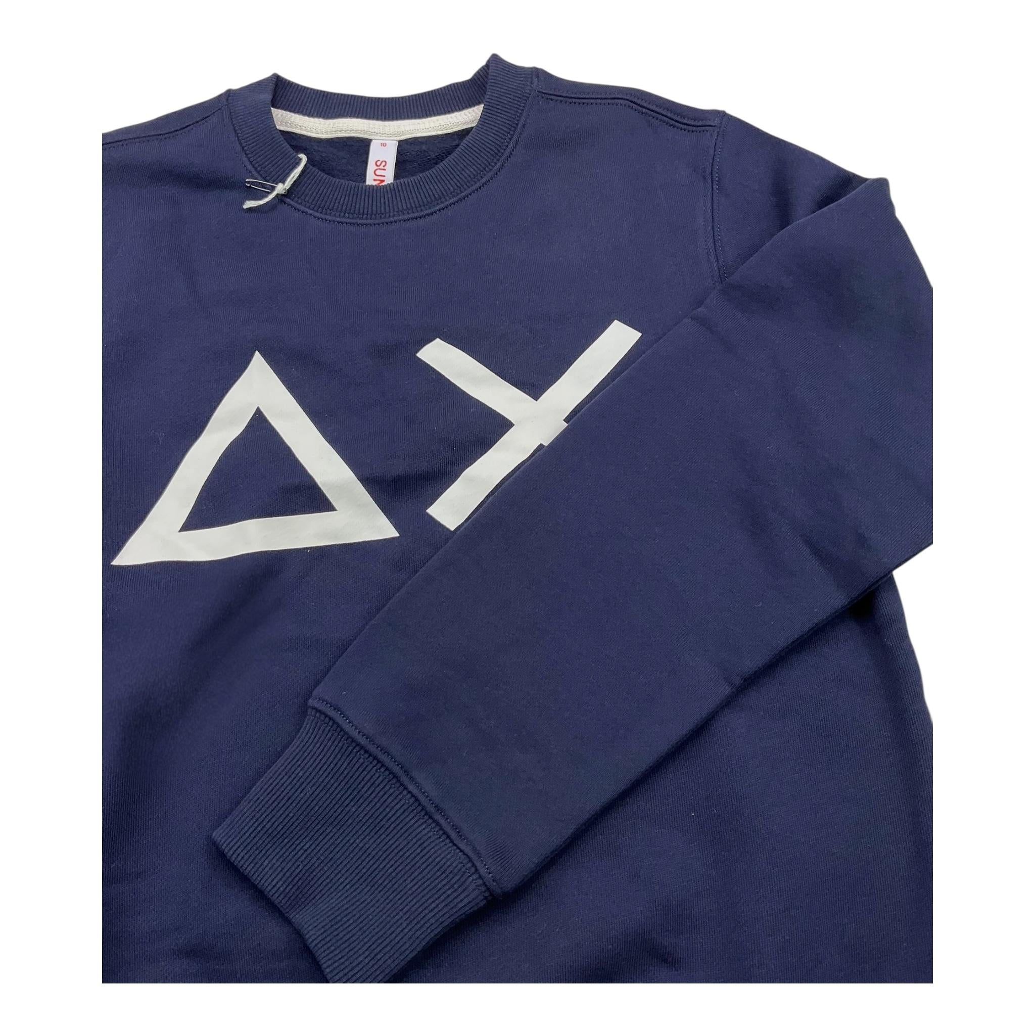 SUN68 felpa chiusa girocollo tinta unita con logo Blu per Bambino F44324 BLU SUN68