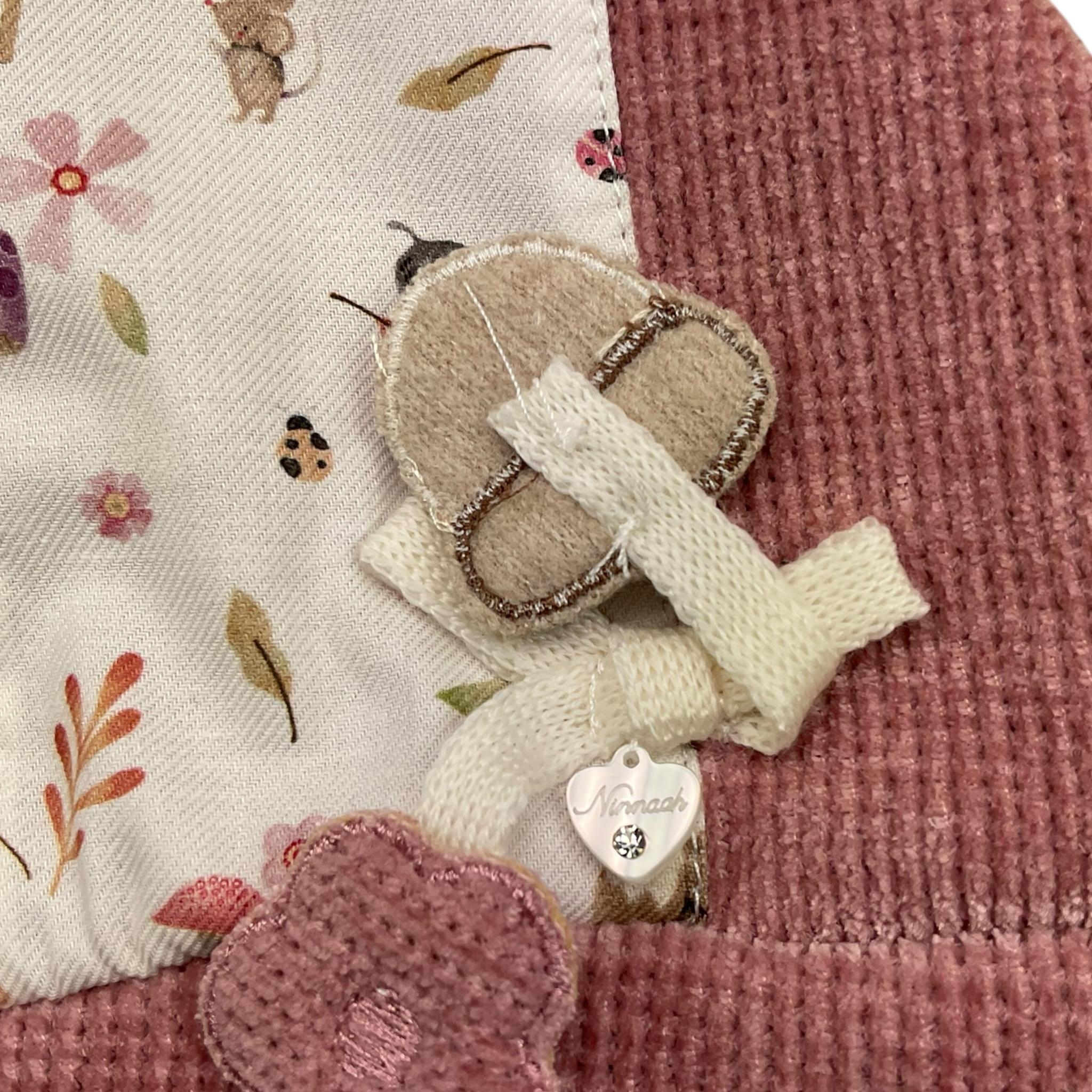 NINNAOH cappello tinta unita con applicazione Rosa per Neonata I2495 ROSA NINNAOH