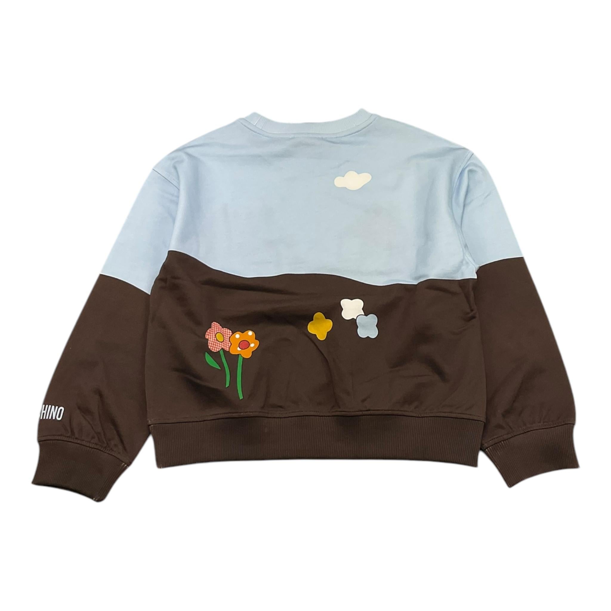 MOSCHINO felpa bicolore con stampa Azzurro per Bambina HQF07Y AZZURRO MOSCHINO