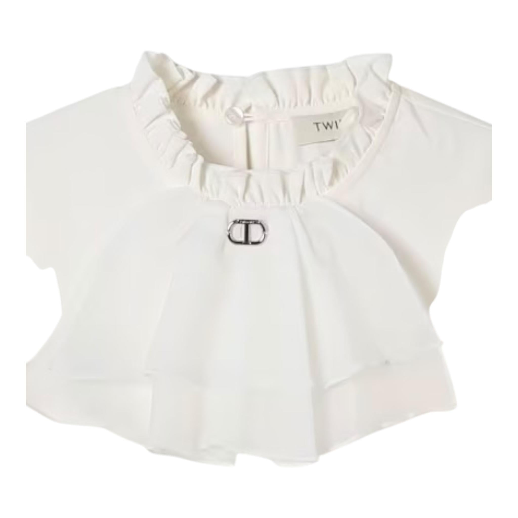 TWINSET camicia tinta unita con balze Panna per Bambina 242GJ2132 PANNA TWINSET