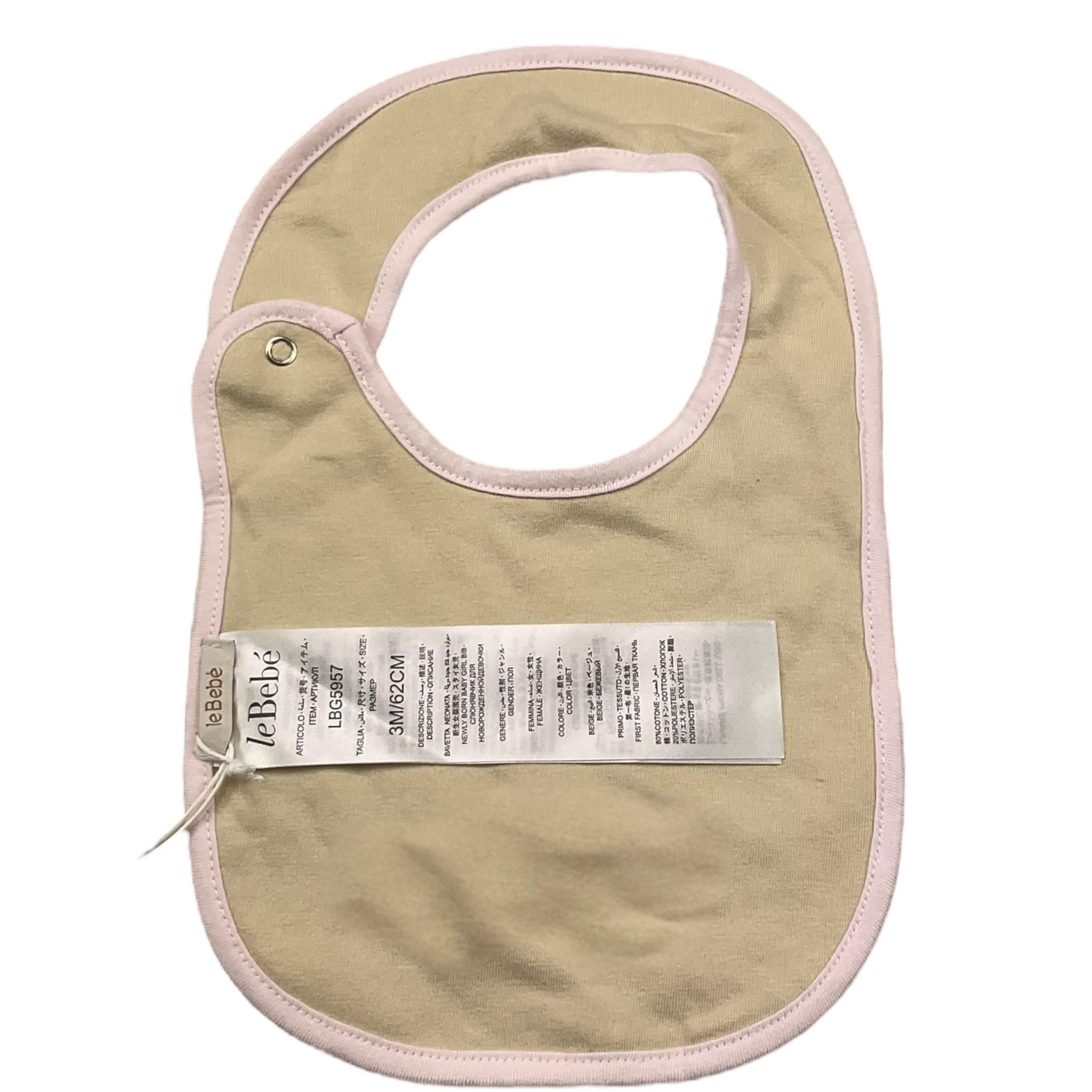 LE BEBE' bavetta tinta unita con logo Beige per Neonata LBG5957 BEIGE LE BEBE'