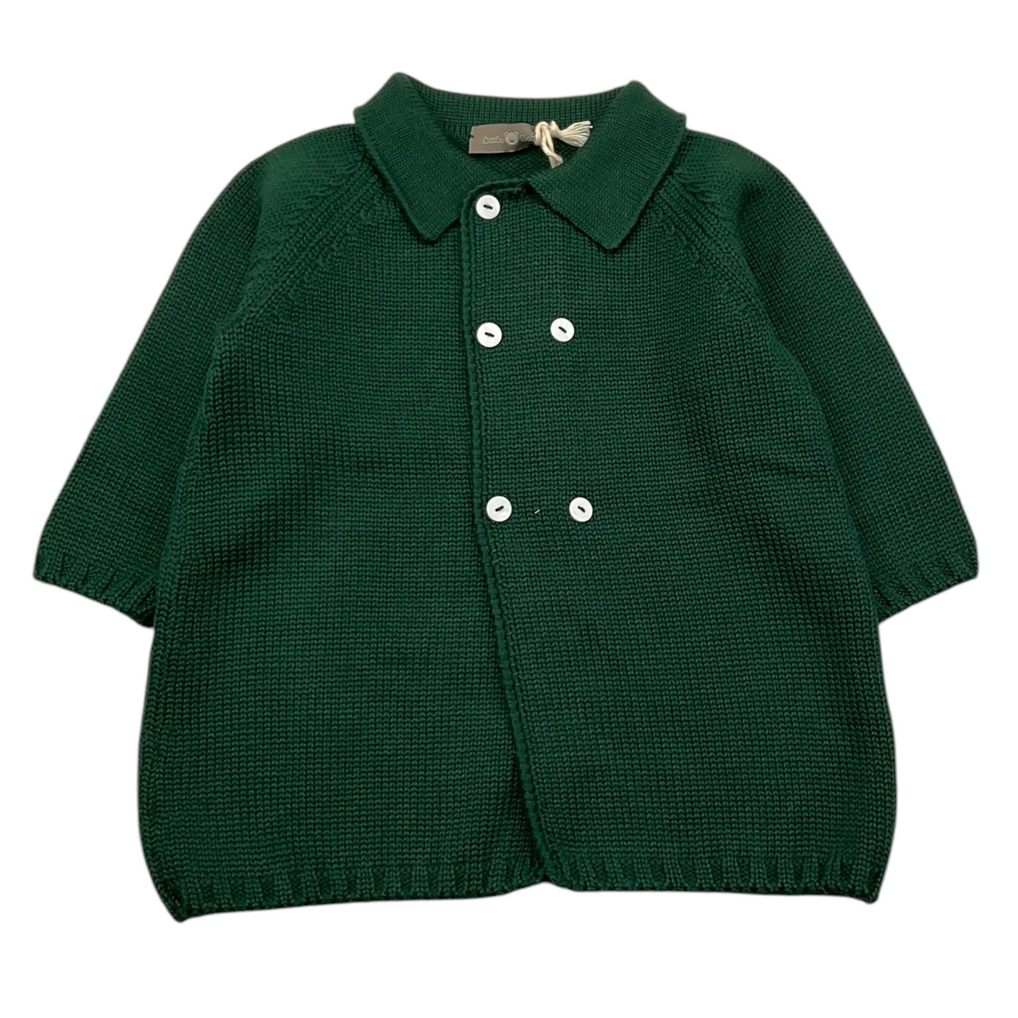 LITTLE BEAR cappotto tinta unita in maglia doppiopetto Verde per Neonato 9008 VERDE LITTLE BEAR